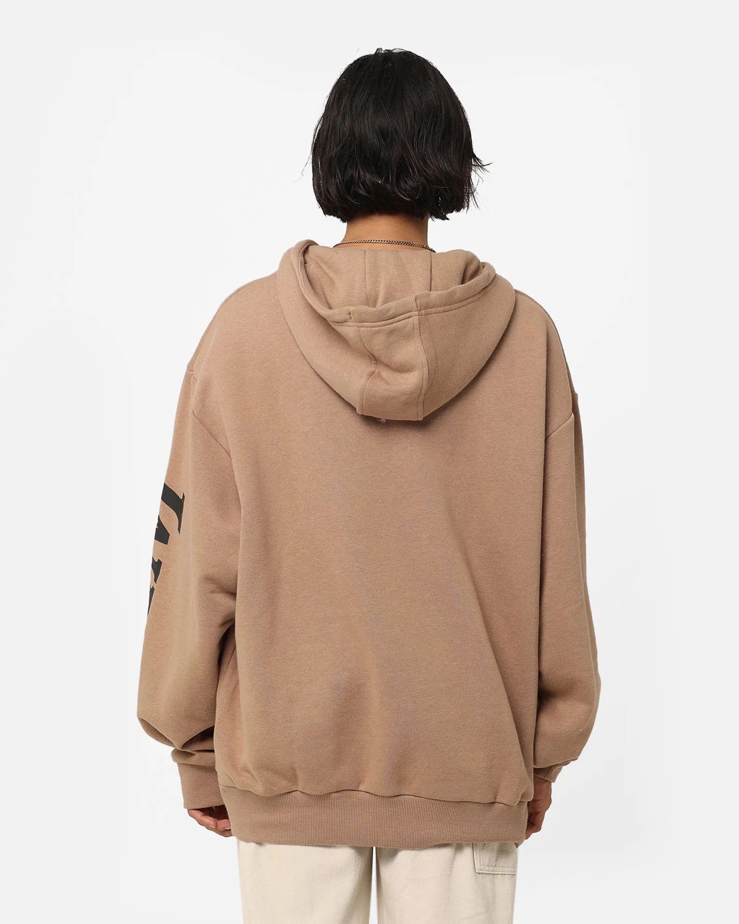 Dispute Side Pockets New Era Los Angeles Lakers Quarter Zip Sleeve Script Hoodie Khaki/Black