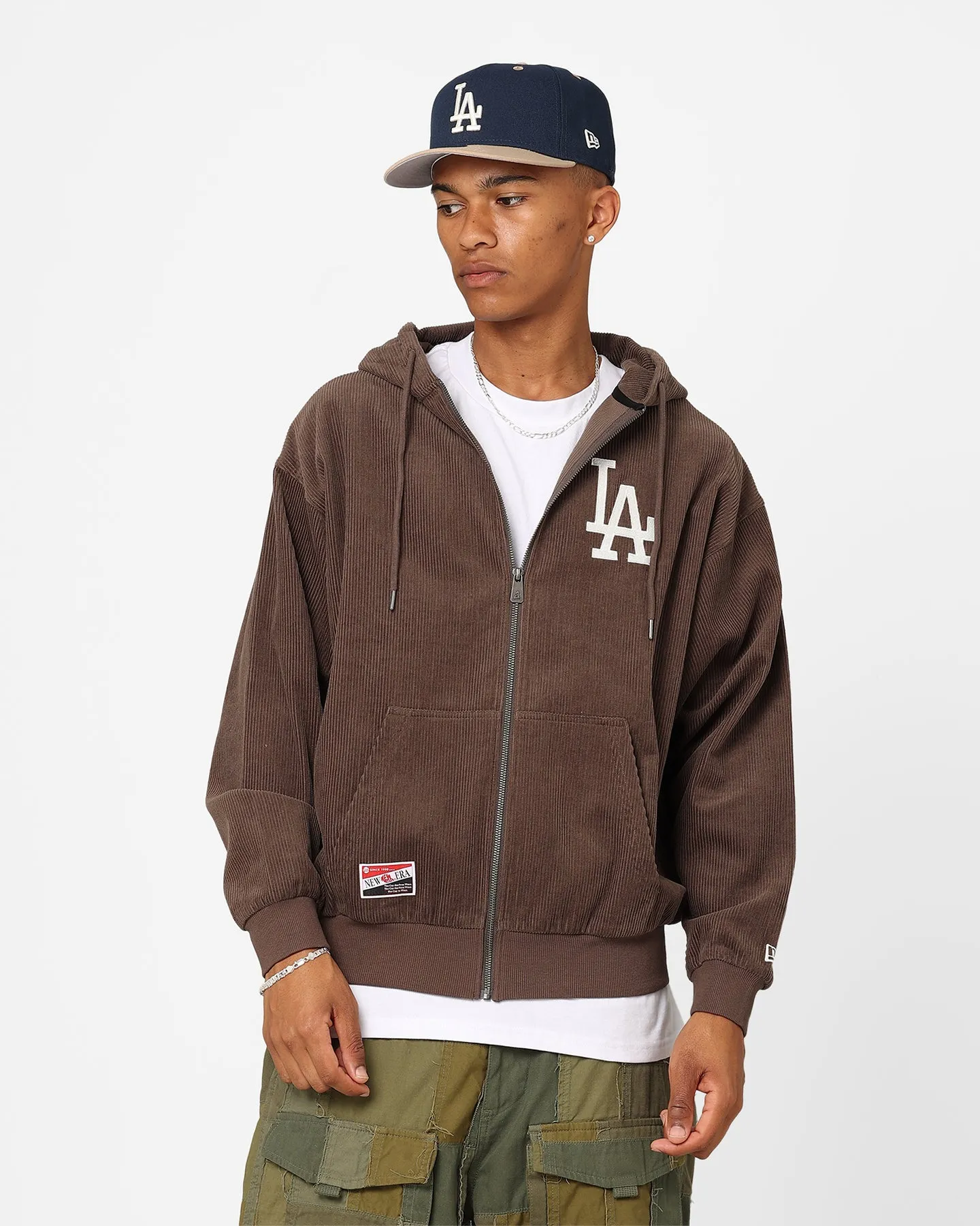 Camping Trip Side Pockets New Era Los Angeles Oversized Zip Hoodie Moss