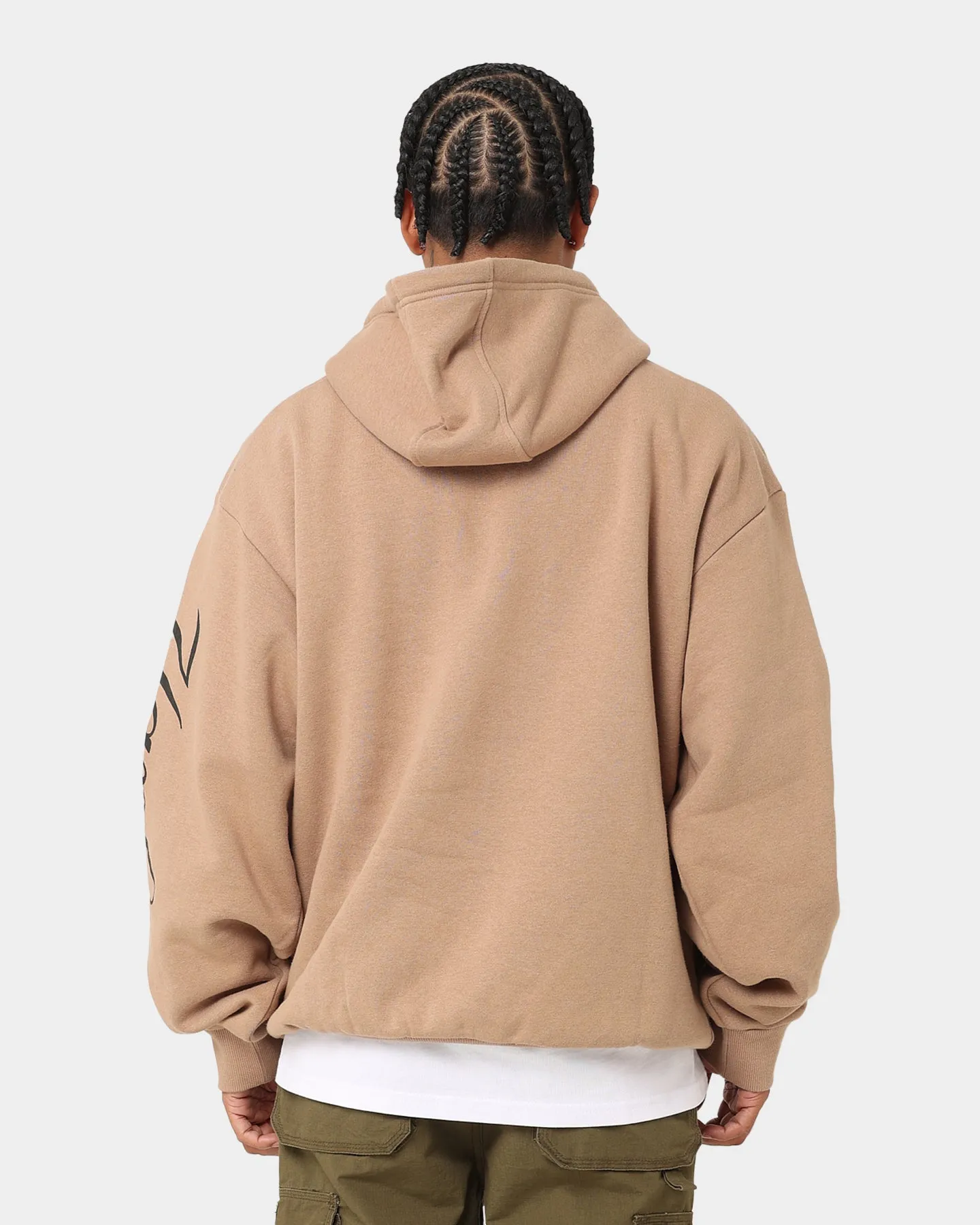 New Era New York Yankees Quarter Zip Sleeve Script Hoodie Khaki/Black Casual Edge Talent