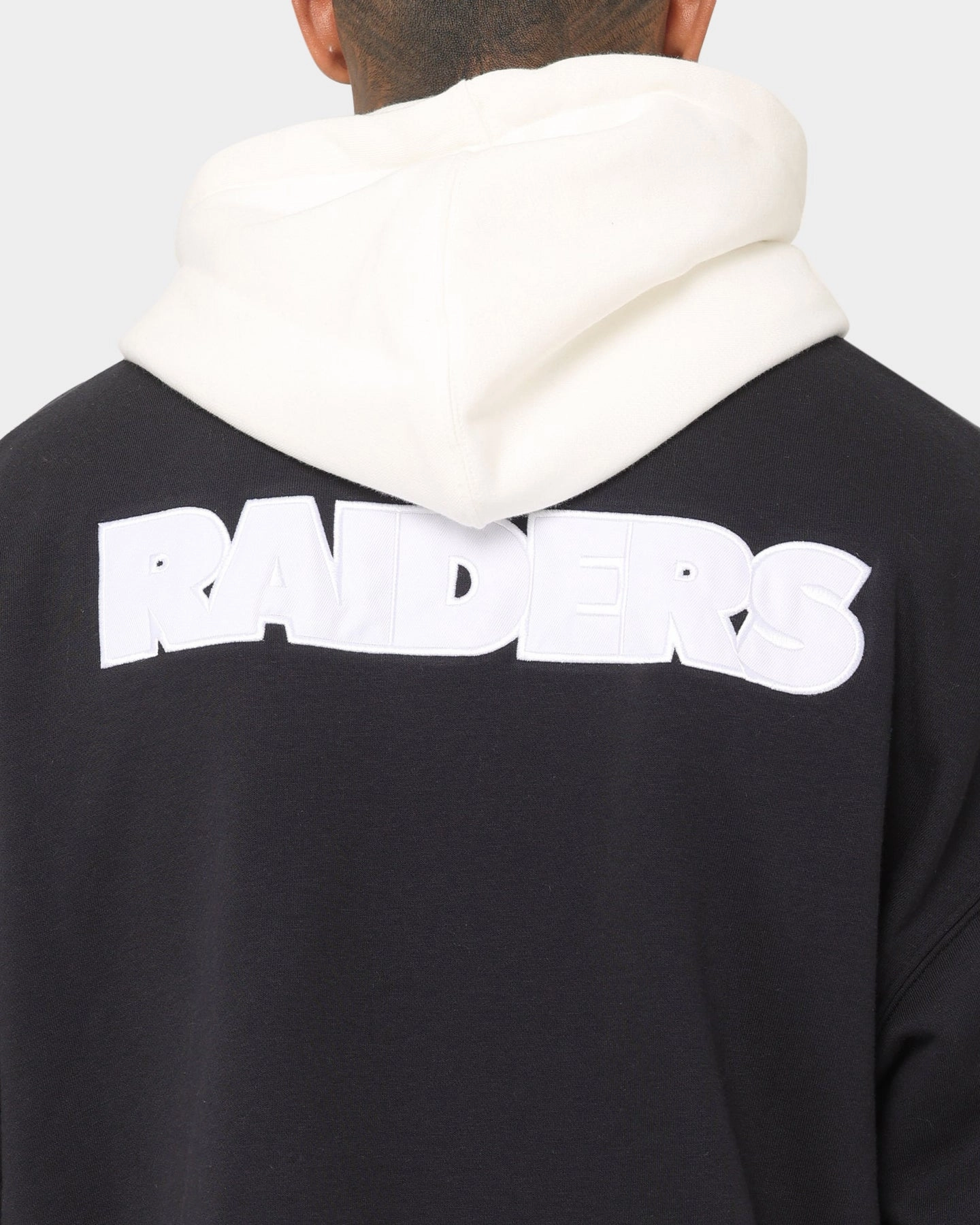 Majestic Athletic Las Vegas Raiders Fleece Replica Hooded Jacket Faded Black Recycled Material Fade Resistant
