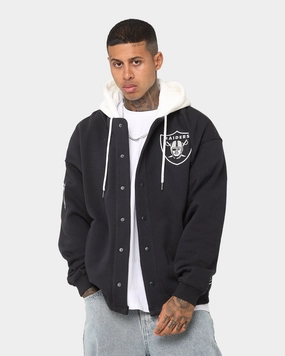 Knee Length suitable for graduations Majestic Athletic Las Vegas Raiders Fleece Replica Hooded Jacket Faded Black