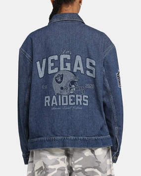 Fashionable Style city lights New Era Las Vegas Raiders NFL Denim Jacket Dark Blue
