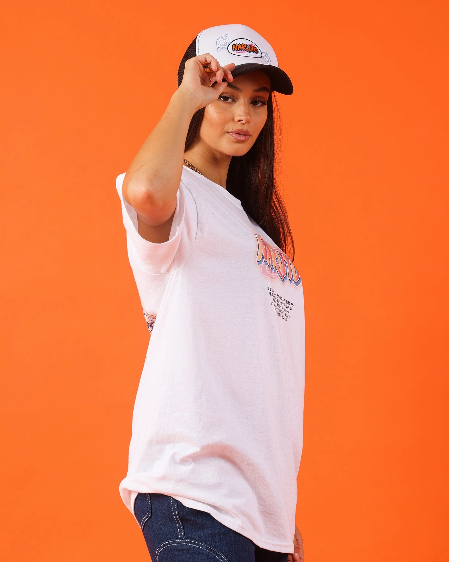 Unique Design Vintage Style Goat Crew X Naruto Shinobi T-Shirt White