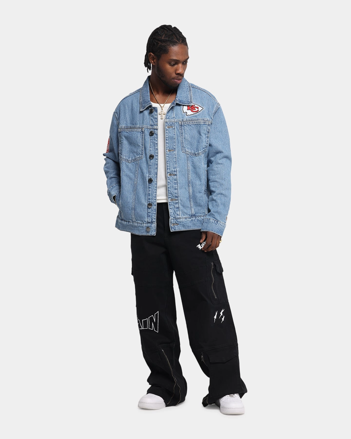 Seasonal Function Double Layer Closure New Era Kansas City Chiefs NFL Denim Jacket Dark Blue