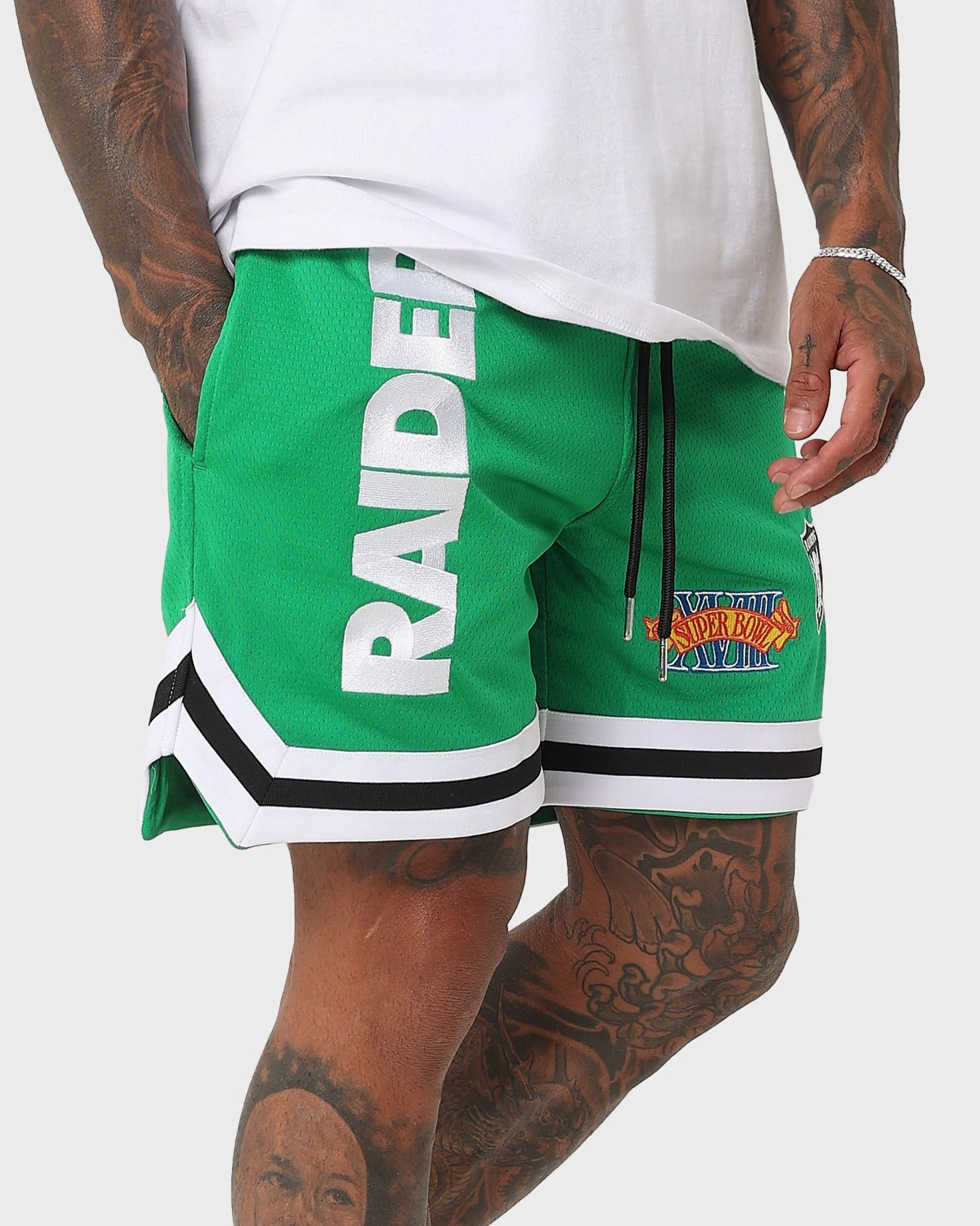New Era Las Vegas Raiders 'Tropical Punch Script Pack' Mesh Shorts Lucky Green Durable Material