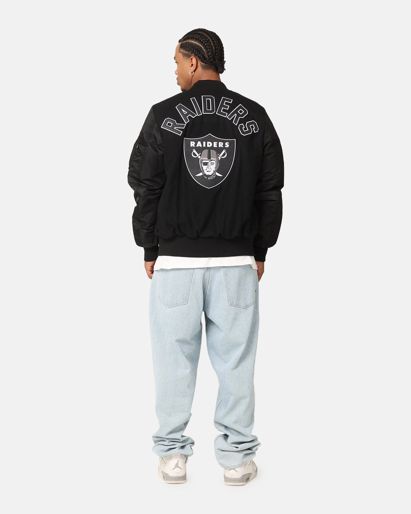 Display New Era Las Vegas Raiders Alpha Industries MA-1 Wool Varsity Jacket Black