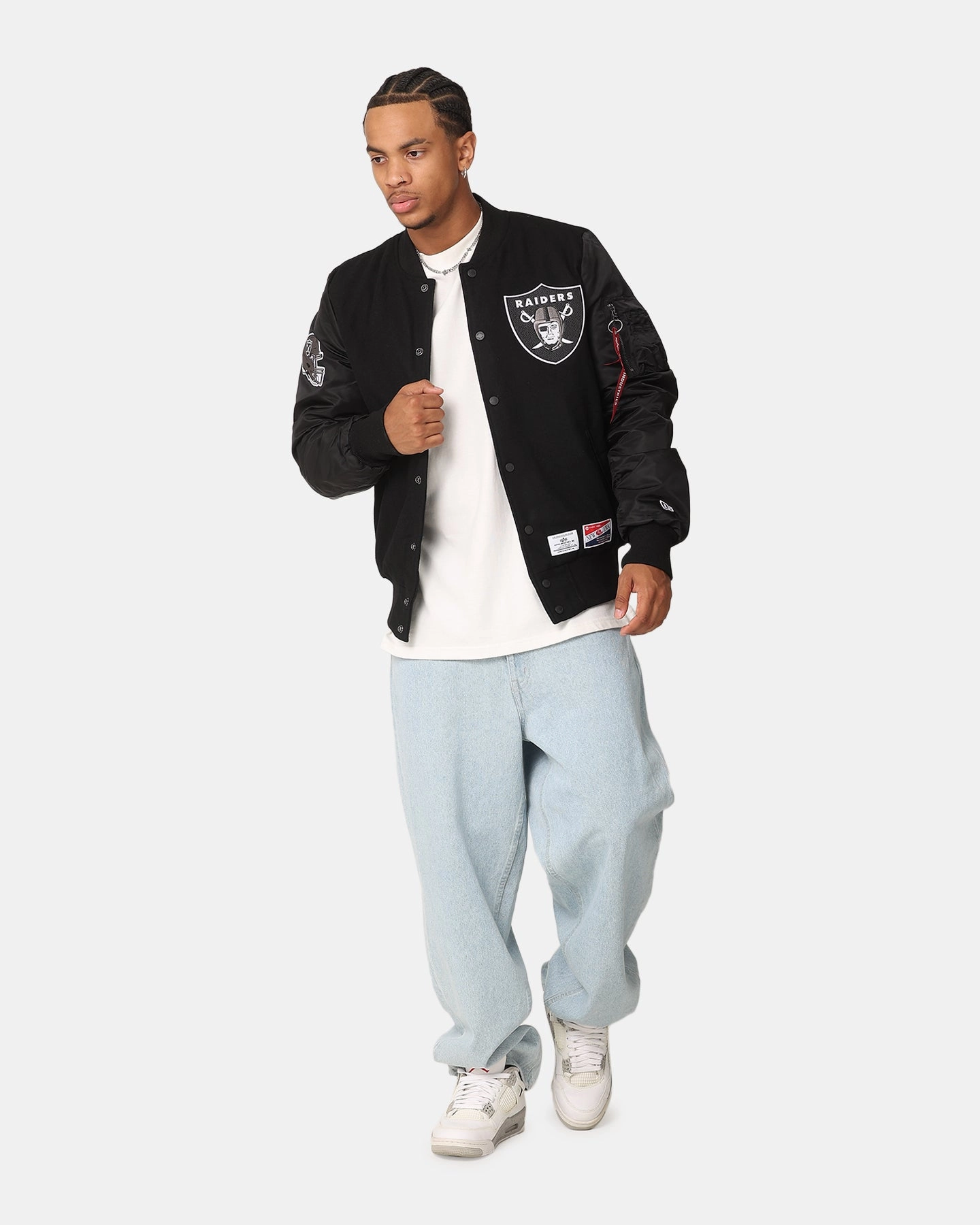 New Era Las Vegas Raiders Alpha Industries MA-1 Wool Varsity Jacket Black Street Function