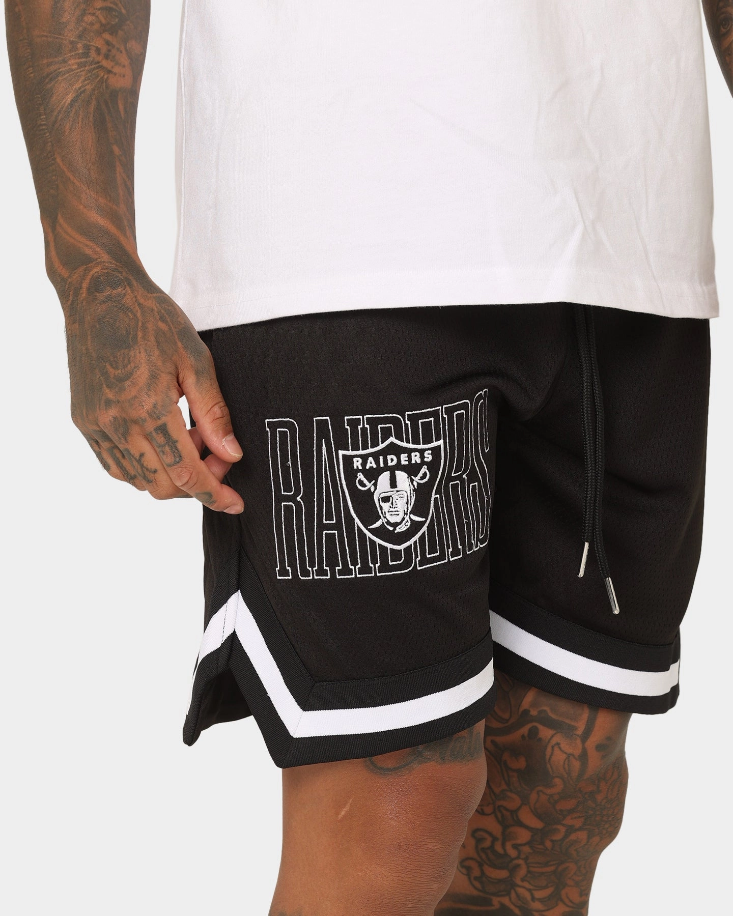 rhinestone accents compression support New Era Las Vegas Raiders Mesh Shorts Black