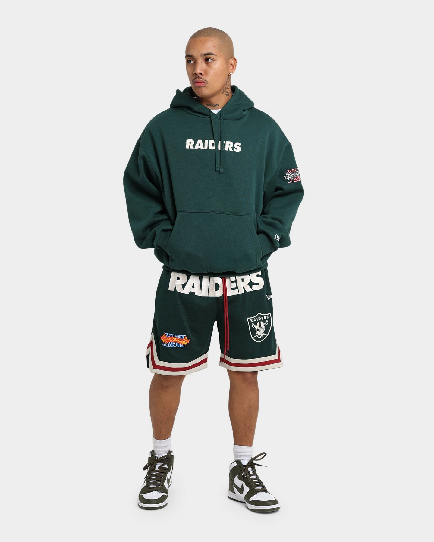 Ultra Soft Waistband New Era Las Vegas Raiders Mesh Shorts Dark Green