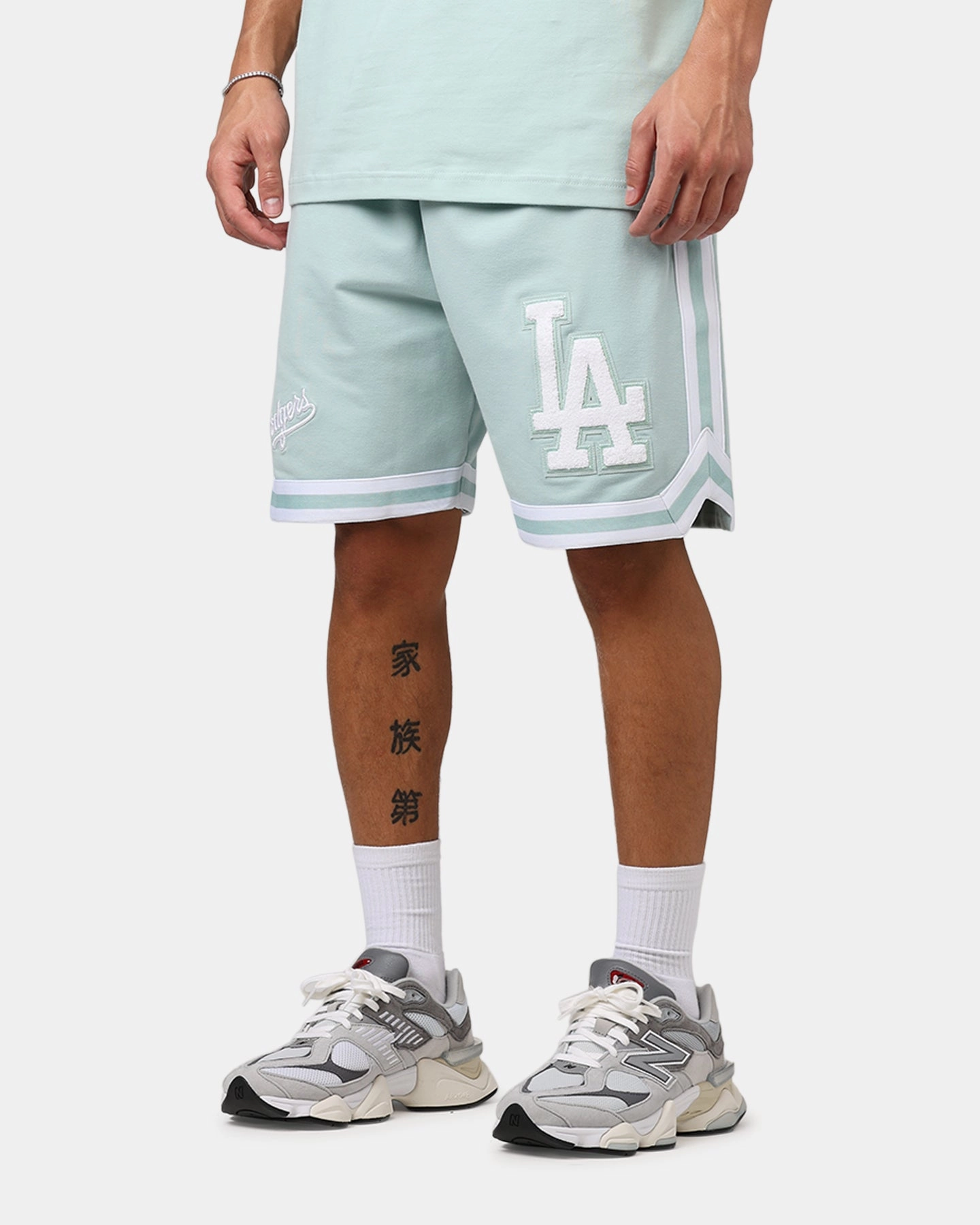 slim fit Pajamas New Era Los Angeles Dodgers 'Logo Select Mint' Shorts Mint/White
