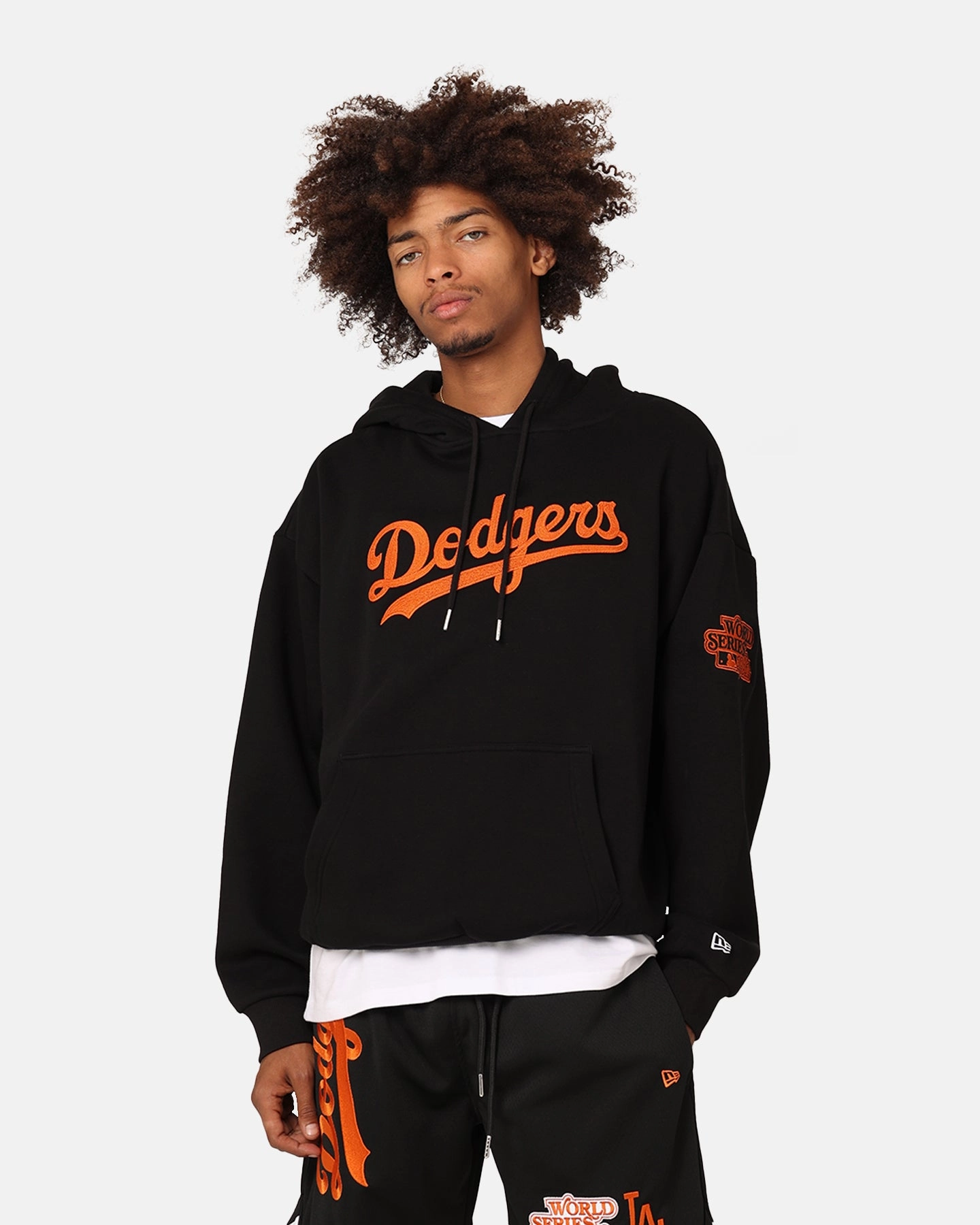 New Era Los Angeles Dodgers 'Scary Nights' Oversized Hoodie Black/Orange work - from - home
