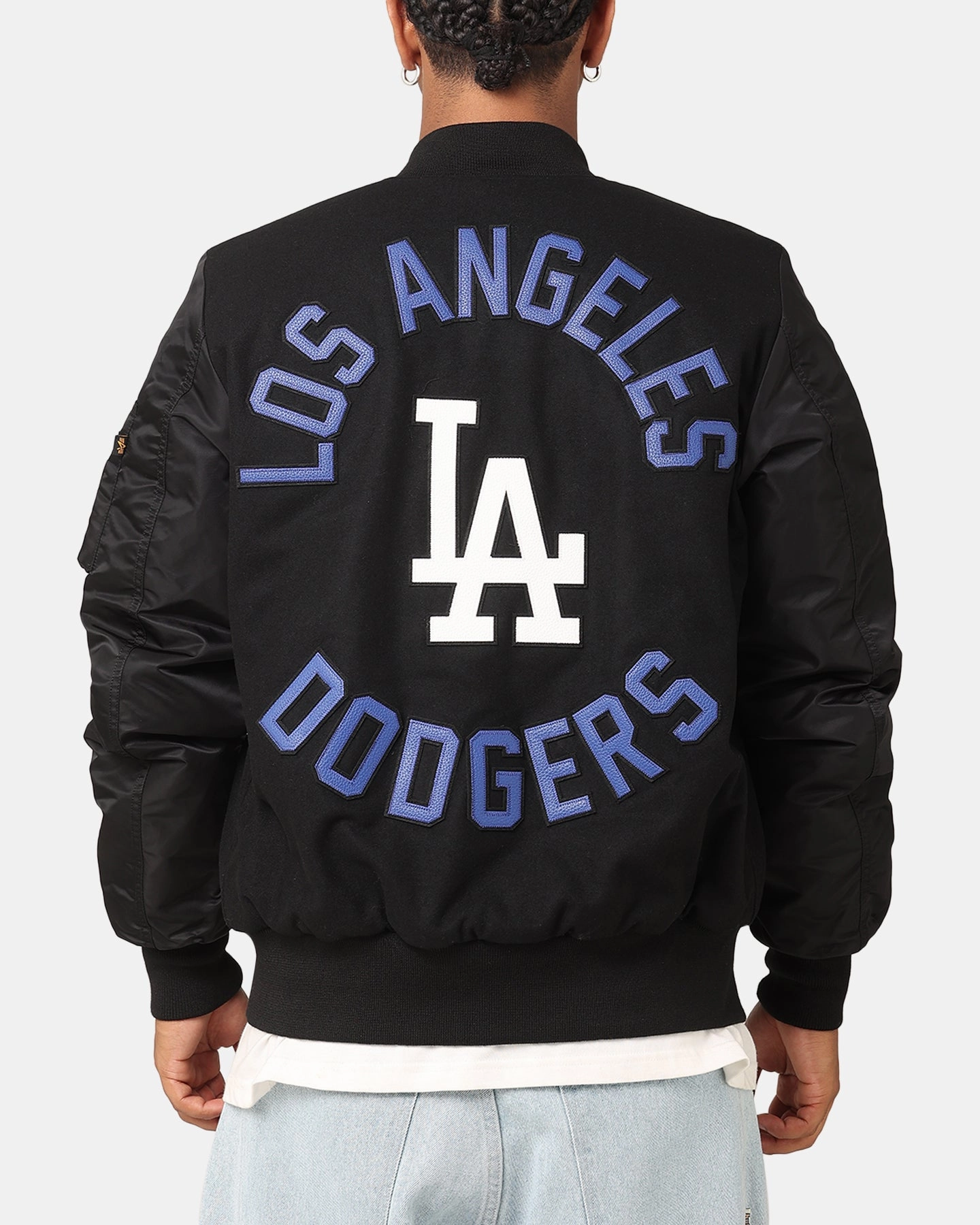 Practical Choice young people New Era Los Angeles Dodgers Alpha Industries MA-1 Wool Varsity Jacket Black