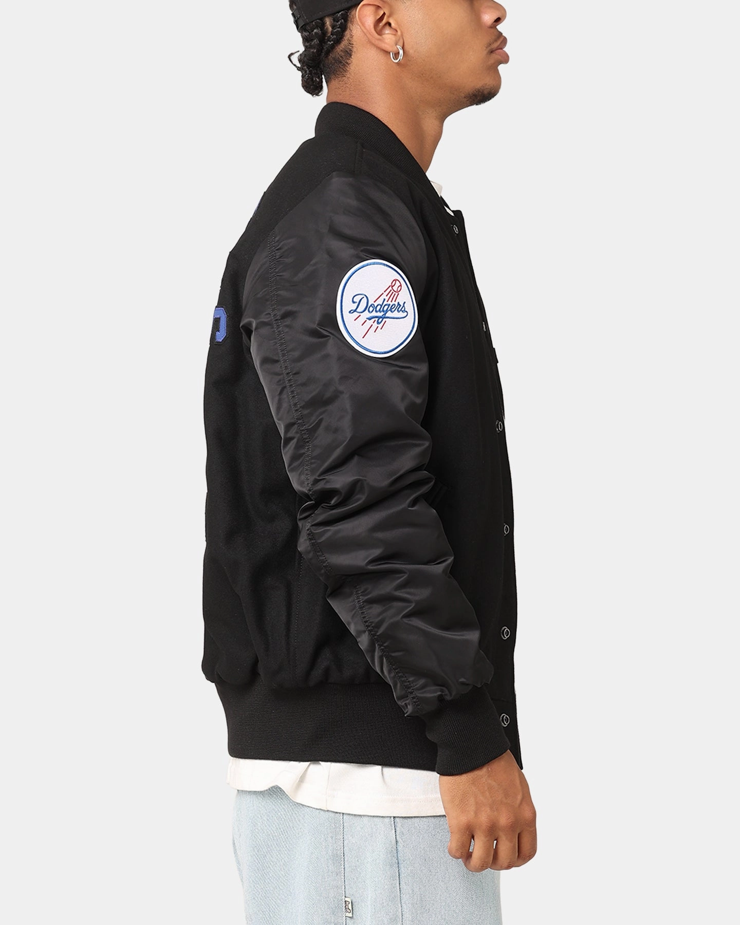 Introduce New Era Los Angeles Dodgers Alpha Industries MA-1 Wool Varsity Jacket Black