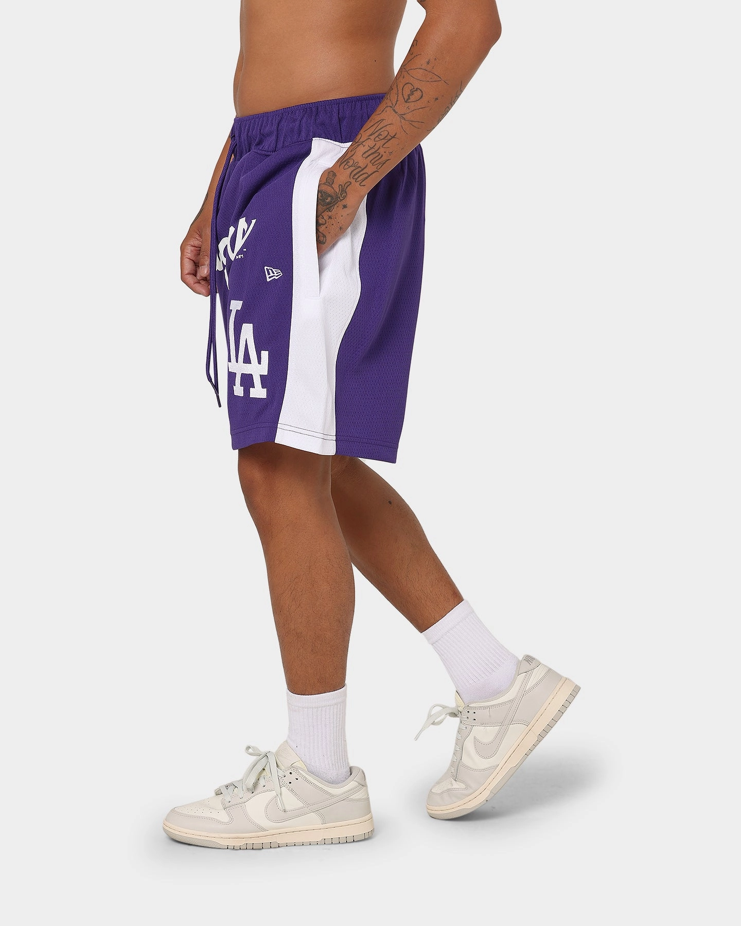 Summer Wear Odor Resistant Treatment New Era Los Angeles Dodgers Basketball Shorts Purple
