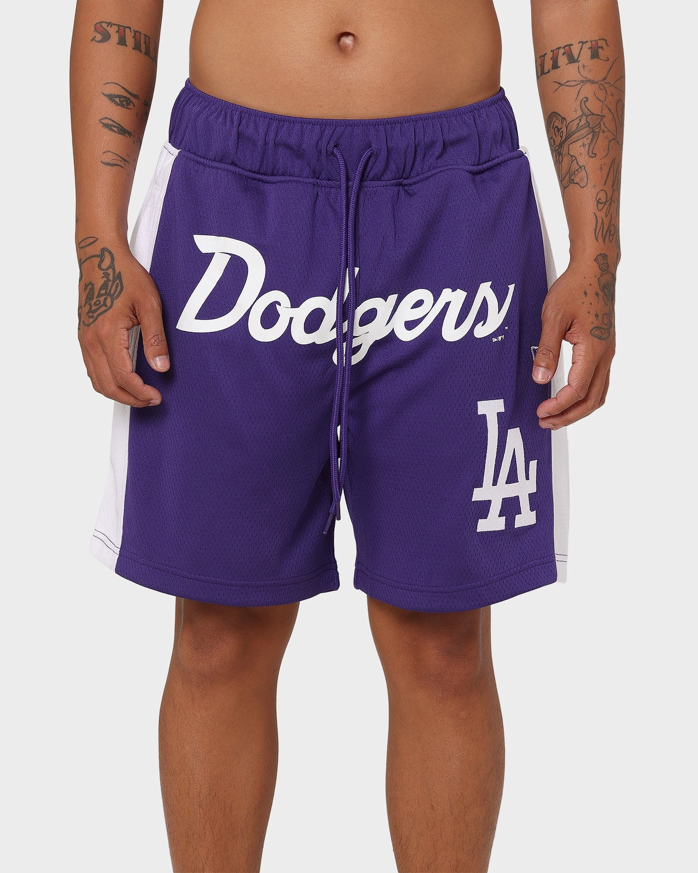 New Era Los Angeles Dodgers Basketball Shorts Purple Eco Friendly Dye shrink-resistant