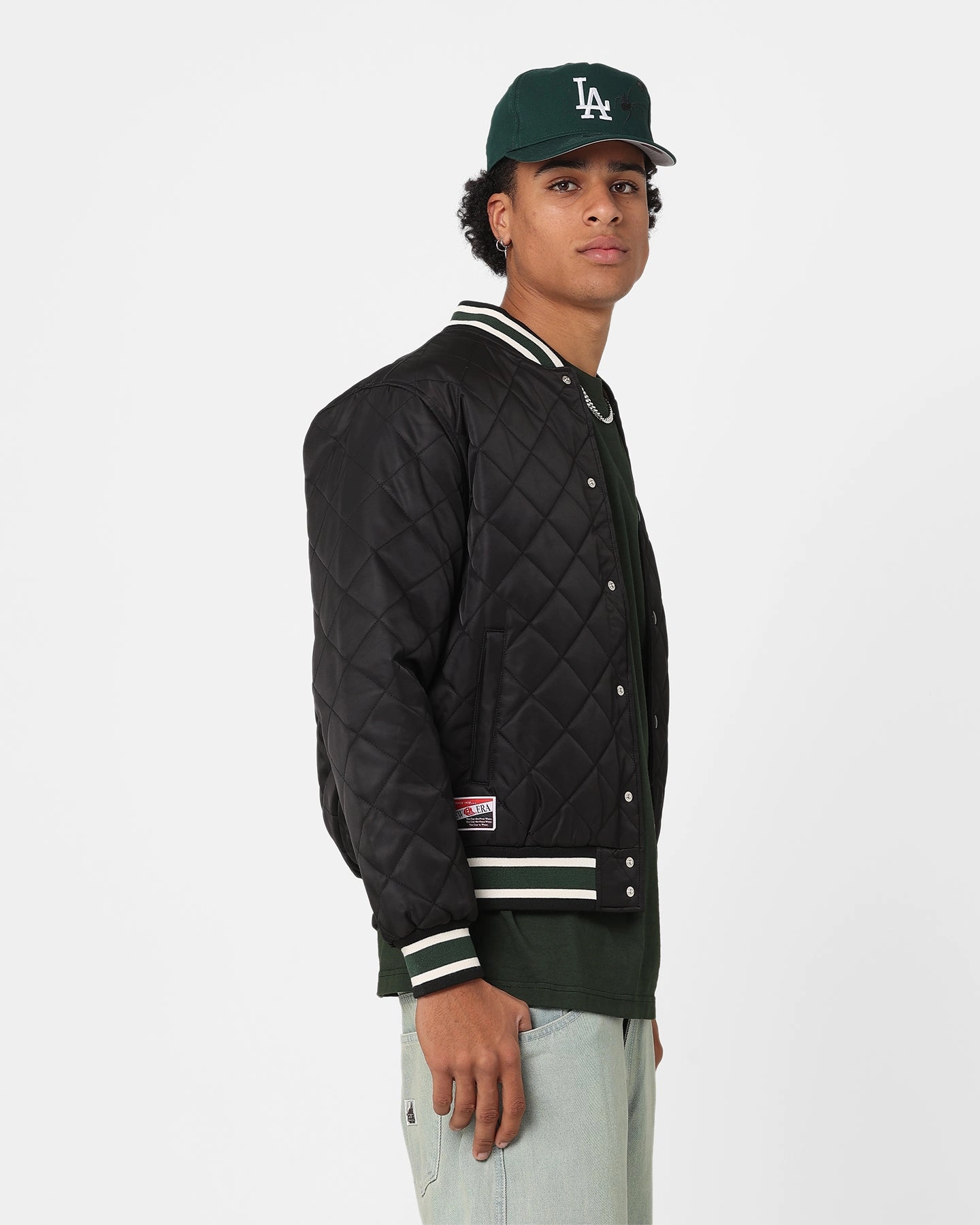 New Era Los Angeles Dodgers Jacket Black Bill Double Stitched Seams