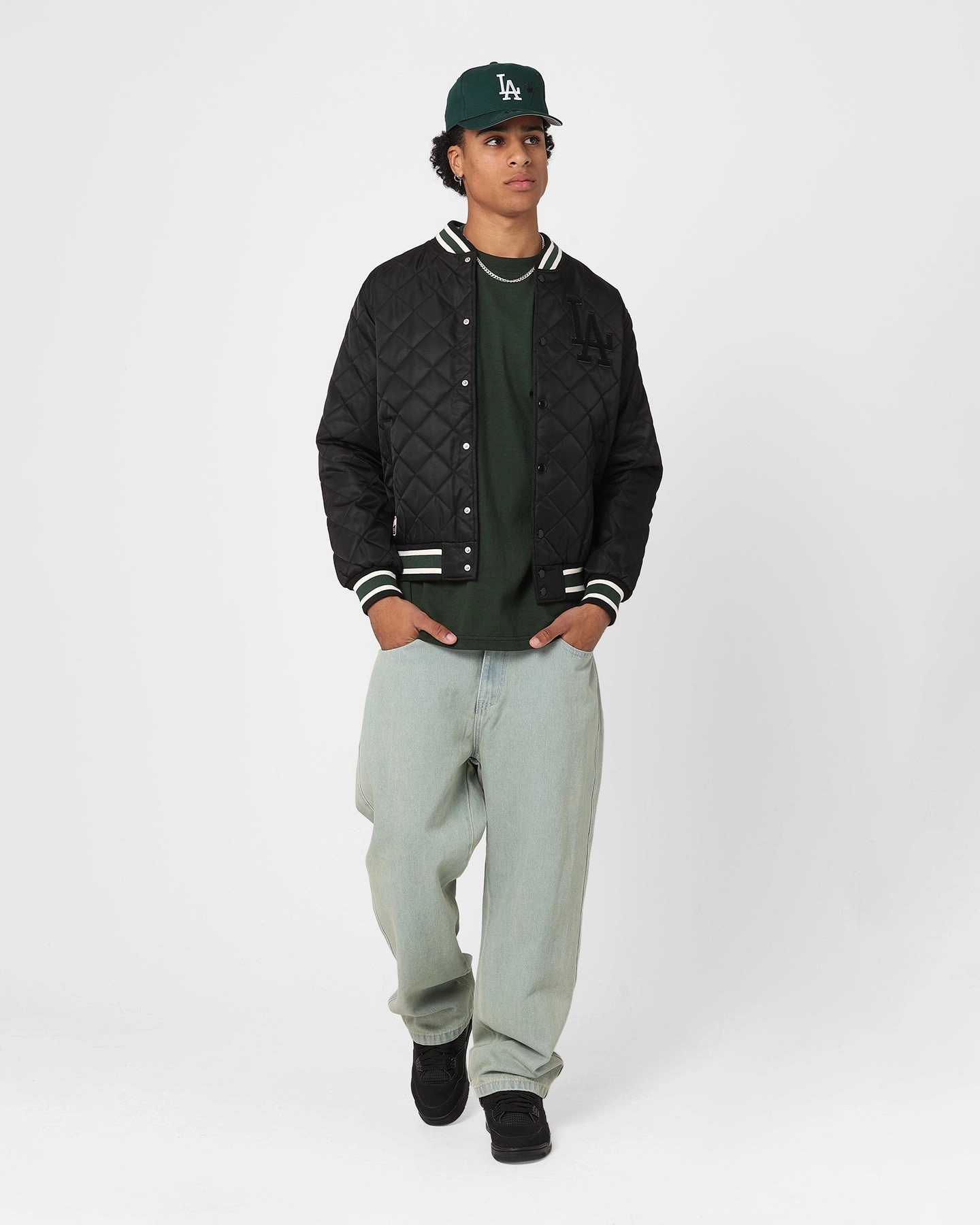 Mesh Backed Hood New Era Los Angeles Dodgers Jacket Black