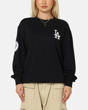 New Era Los Angeles Dodgers MLB Team Logo Crewneck Black Chilly Day Outfit Durable Fabric