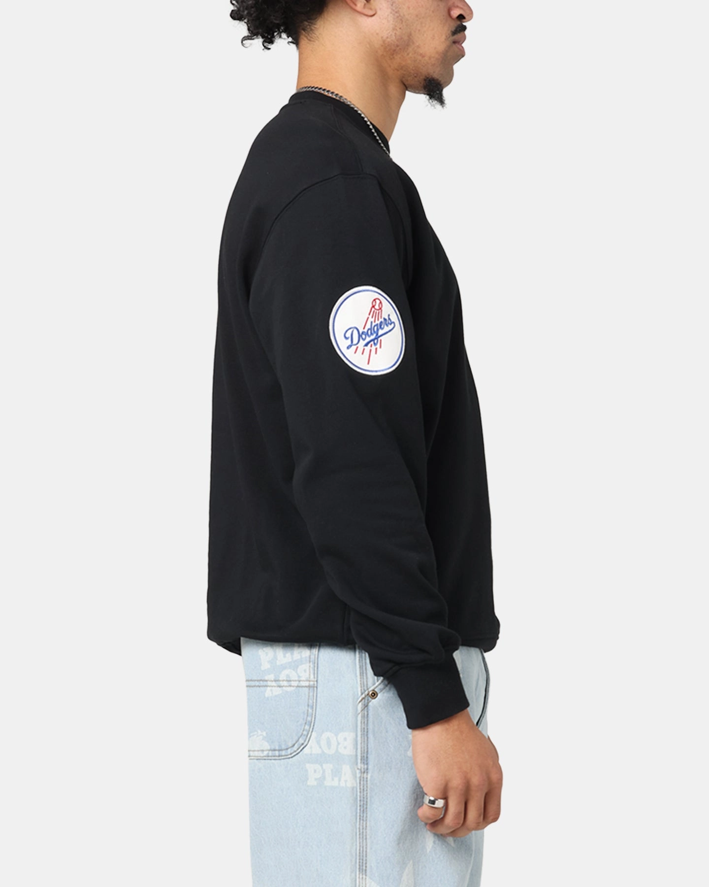 New Era Los Angeles Dodgers MLB Team Logo Crewneck Black Seasonal Layer