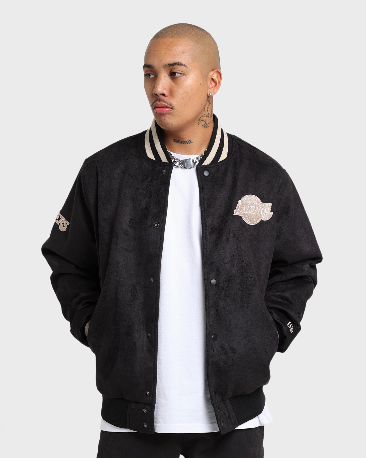 New Era Los Angeles Lakers Suede Jacket Black Fleece
