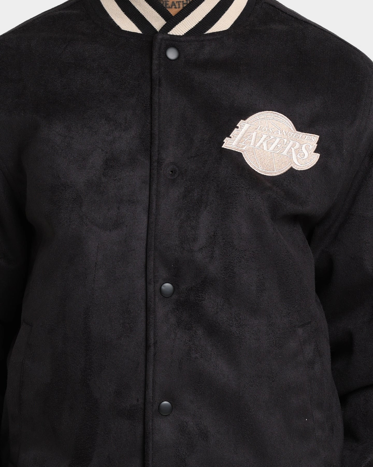 Outerwear suitable for land sports New Era Los Angeles Lakers Suede Jacket Black
