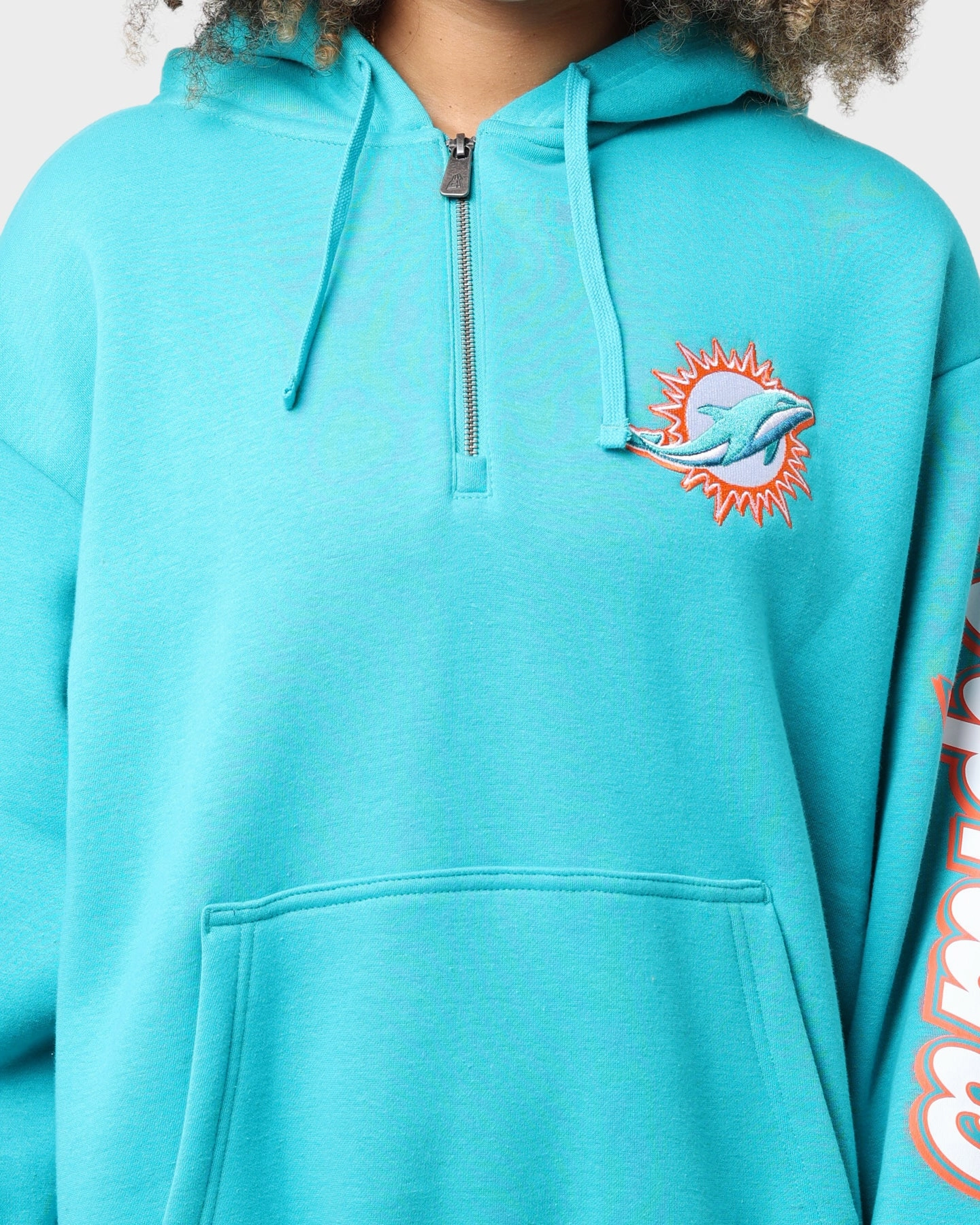 Daily Use Animal Print New Era Miami Dolphins Quarter Zip Hoodie Teal