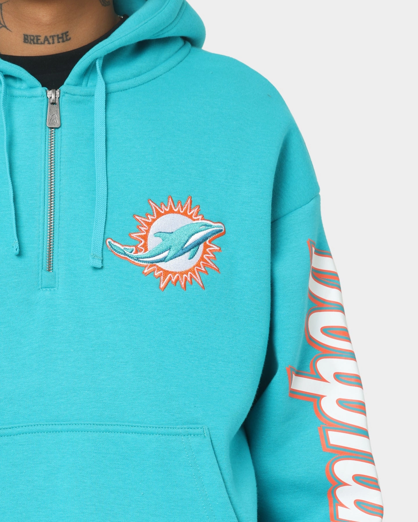 New Era Miami Dolphins Quarter Zip Hoodie Teal popular among fashionistas