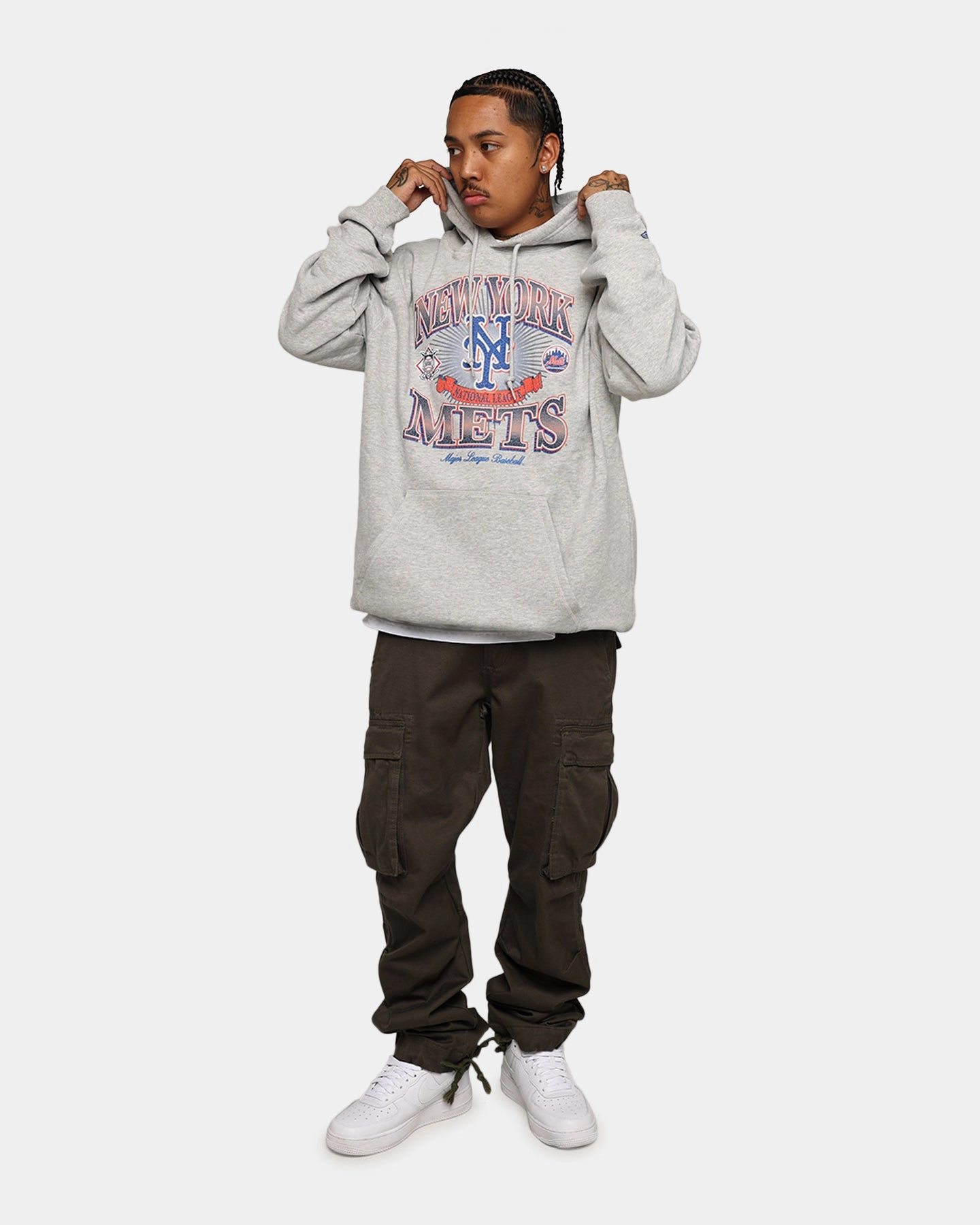 New Era New York Mets Pullover Hoodie Grey suitable for group activities