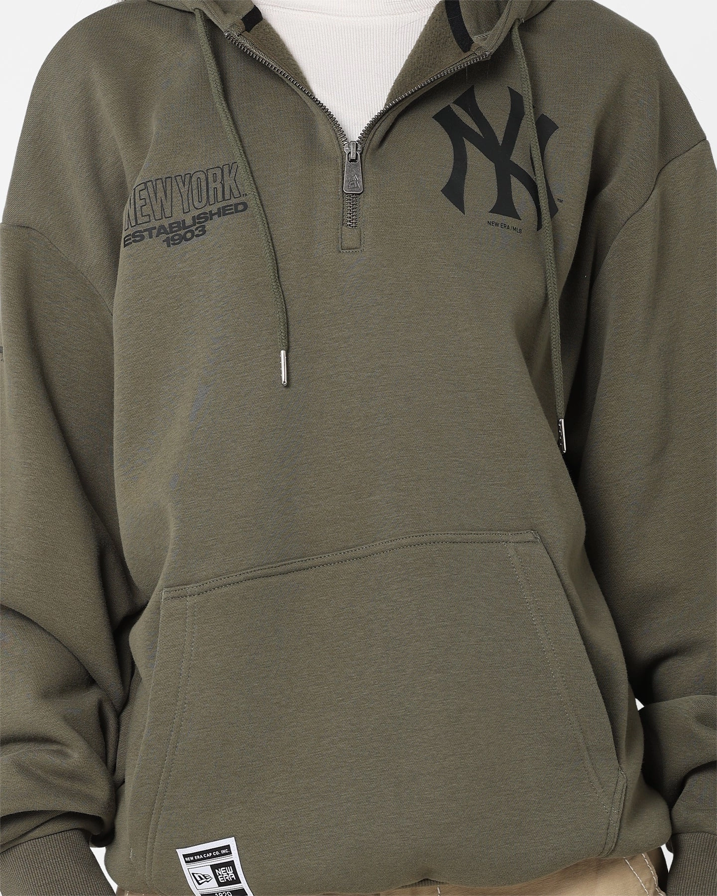 New Era New York Yankees 1/4 Zip Hoodie Green Weekend Comfort