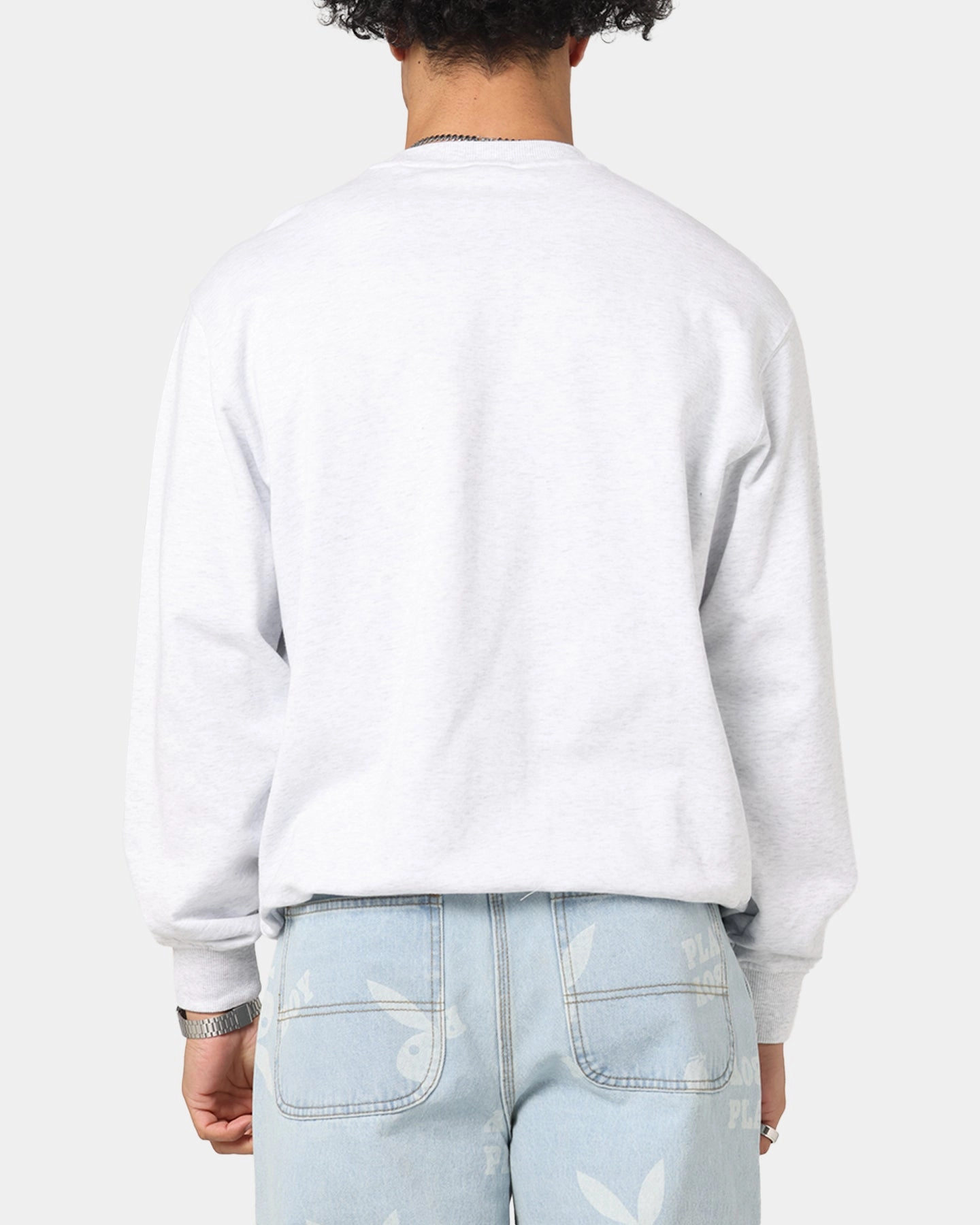 New Era New York Yankees MLB Team Logo Crewneck Grey Everyday Style Colorfast Dye Method