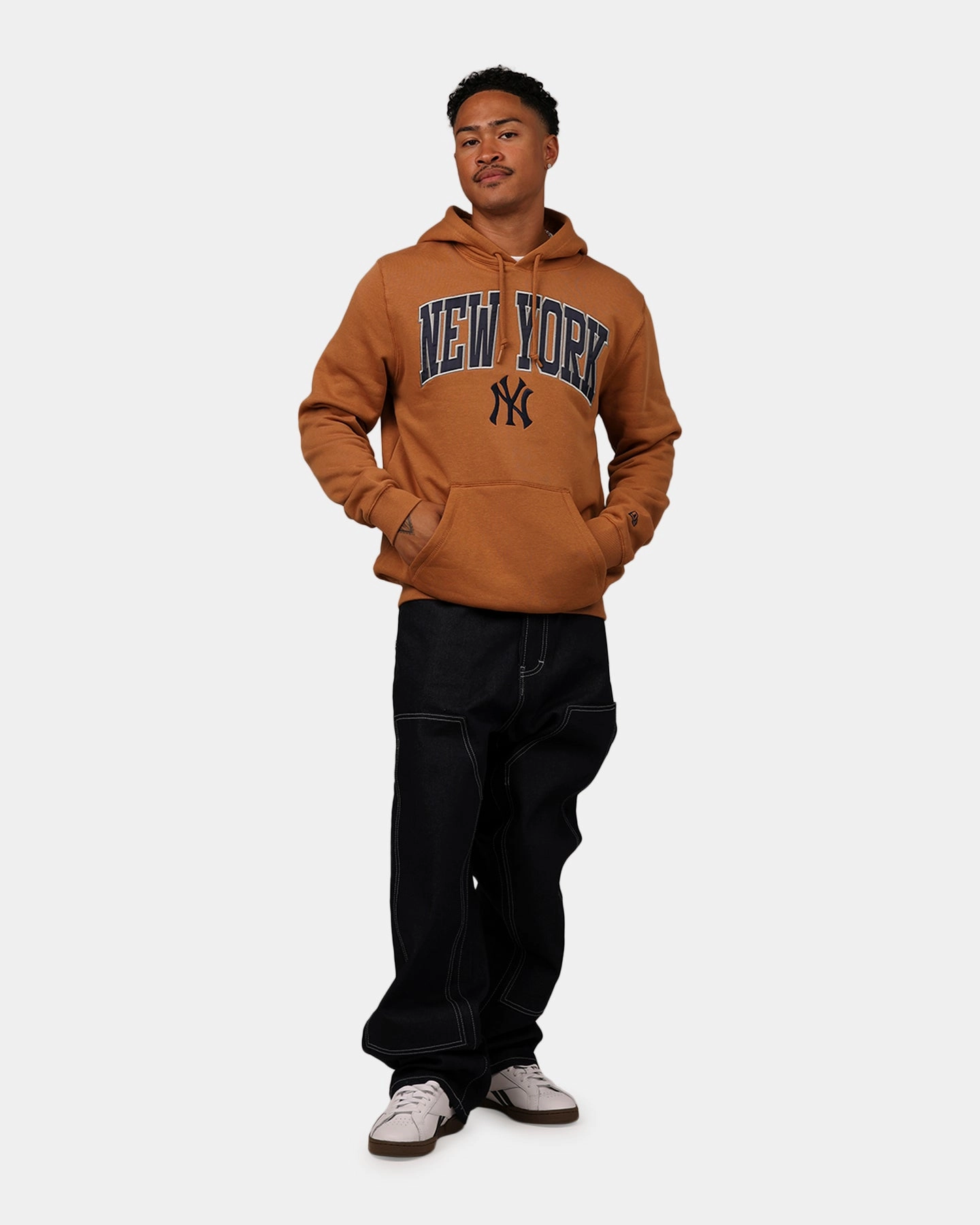 flight travel Double Layer Hood New Era New York Yankees Pullover Hoodie Medium Beige