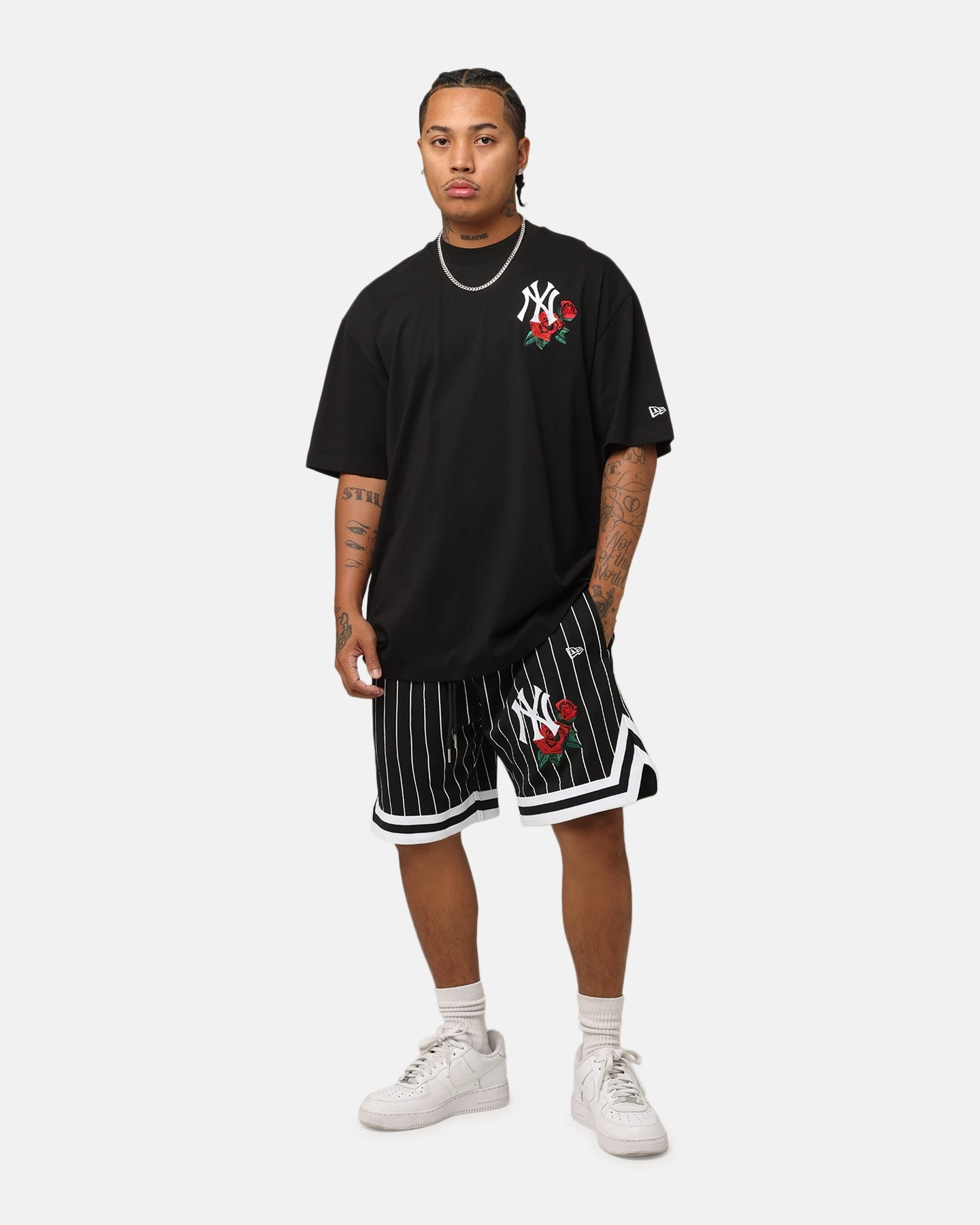 Ultra Soft Waistband No Slip Waistband New Era New York Yankees Rose Mesh Shorts Black