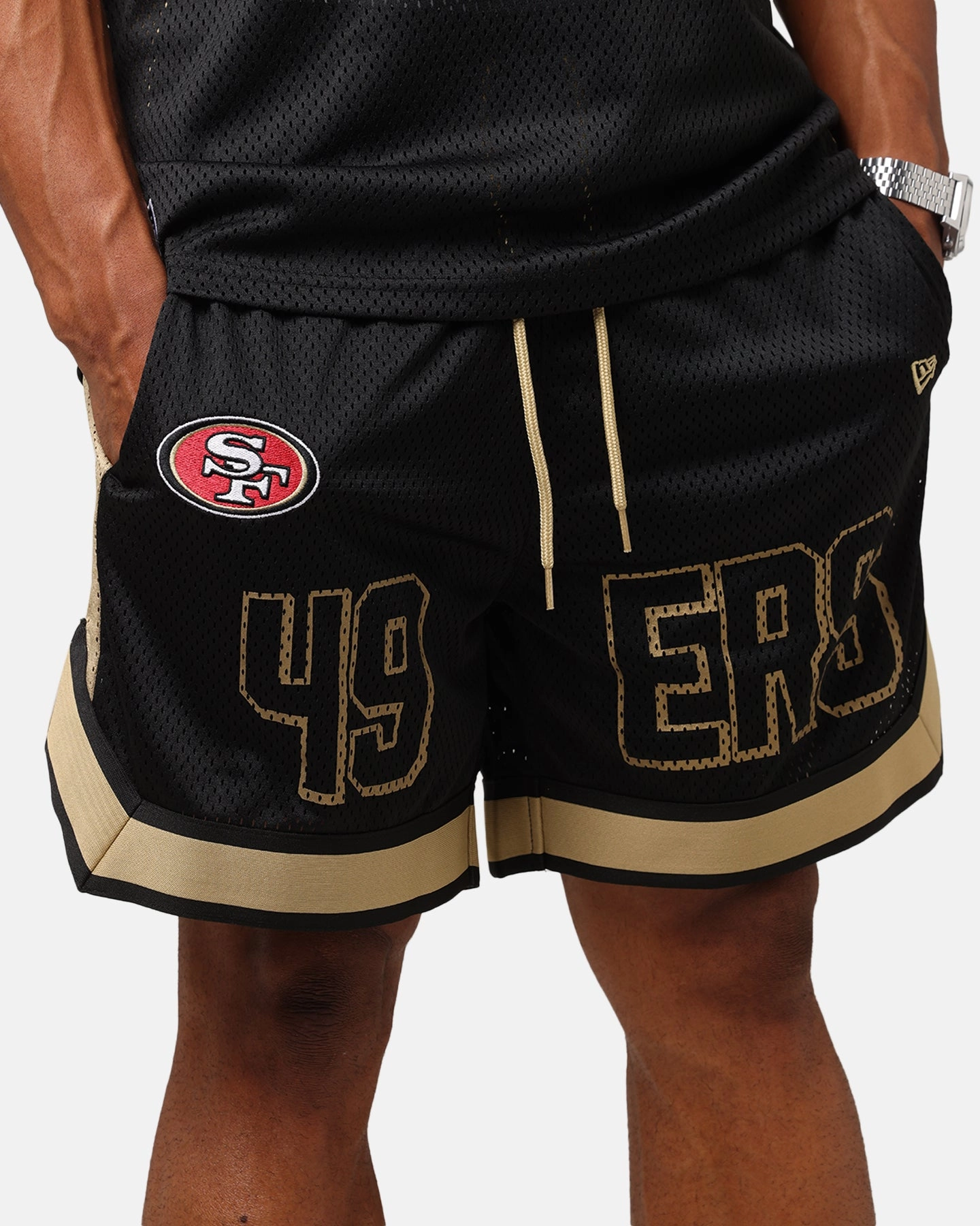 New Era San Francisco 49ers NFL Graphic Shorts Black High Elasticity Blend Flame Retardant Coating