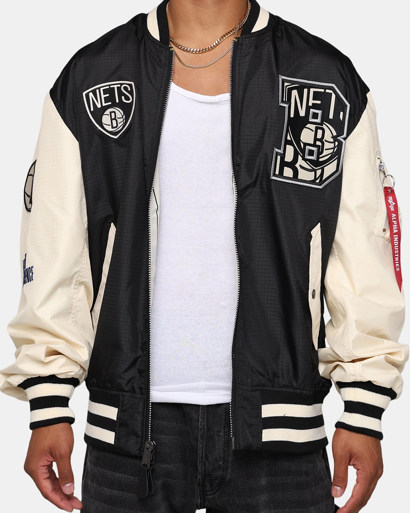 Trophy New Era X Alpha Industries Brooklyn Nets L-2B Bomber Jacket Black