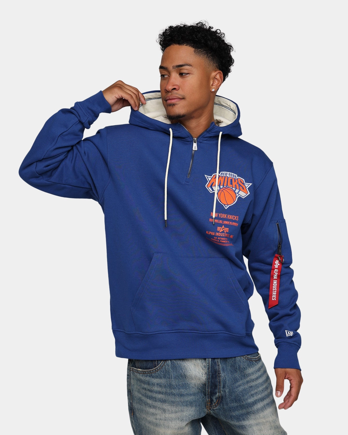 graduation party New Era X Alpha Industries New York Knicks Zipper Hoodie Blue