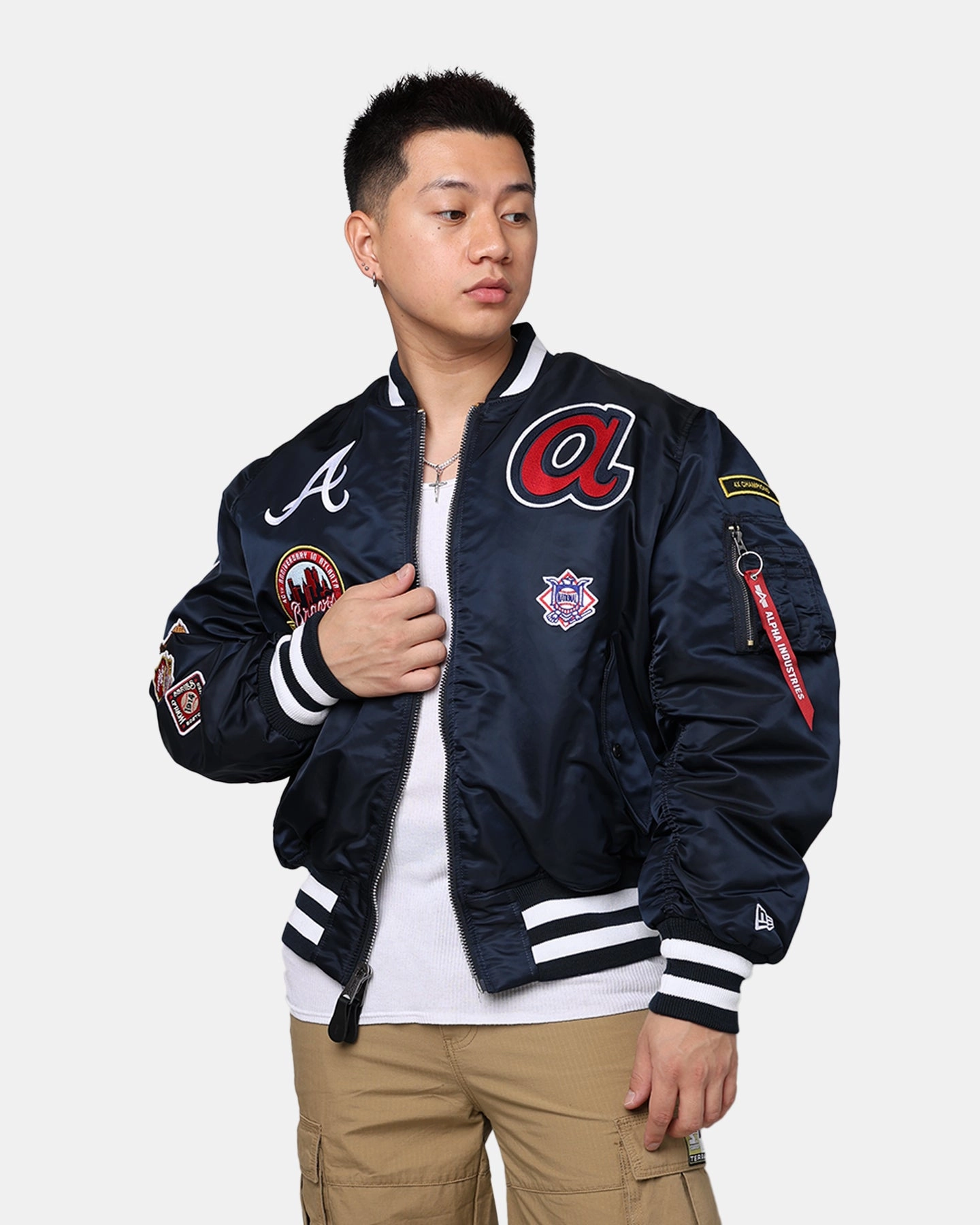 Smart Persist New Era X Alpha Series X MLB Atlanta Braves MA-1 Bomber Jacket Black