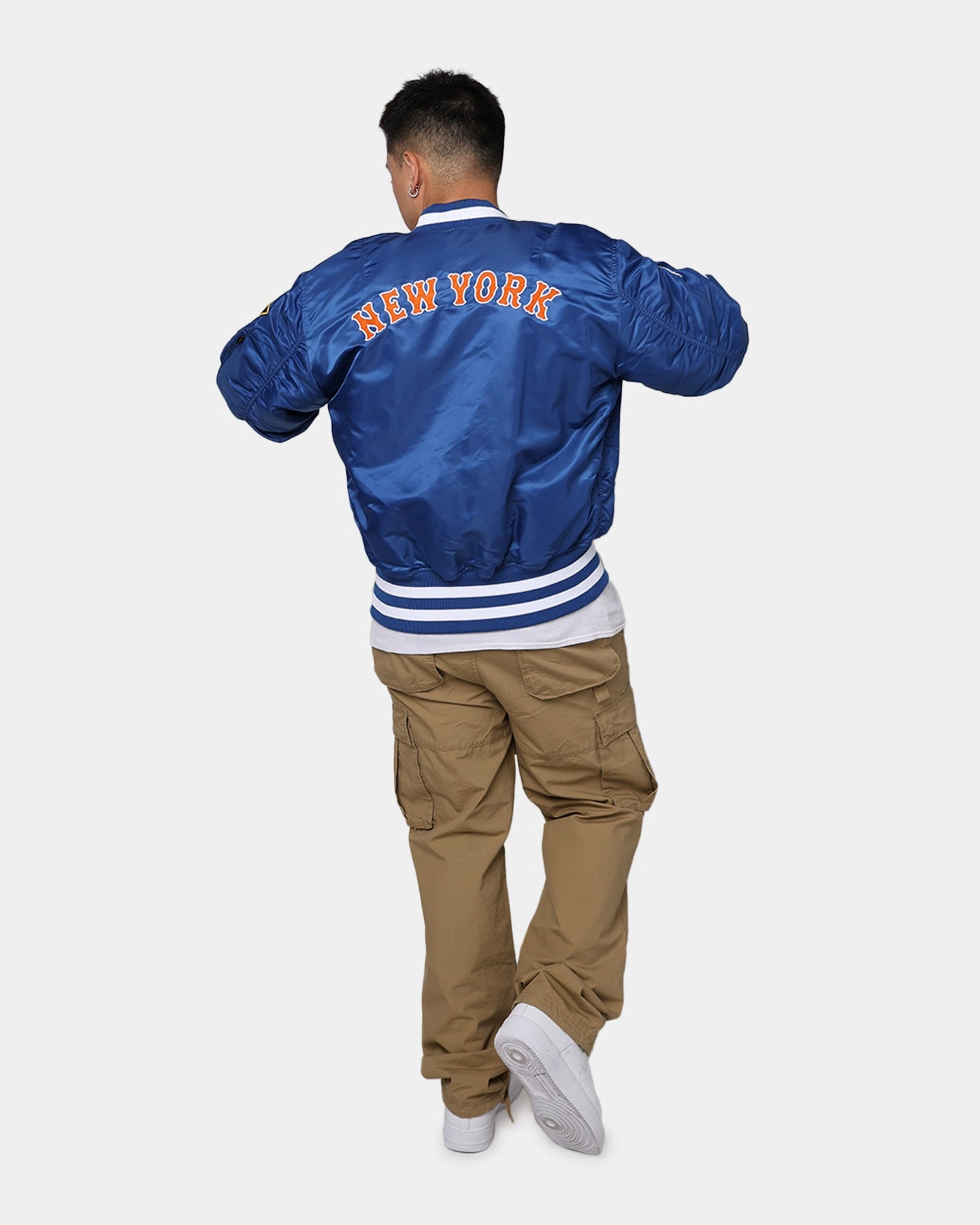 New Era X Alpha Series X MLB New York Mets MA-1 Bomber Jacket Royal Breathable Layer
