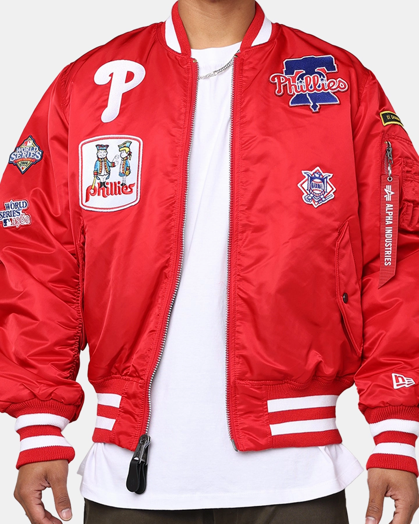 Money waiters New Era X Alpha Series X MLB Philadelphia Phillies MA-1 Bomber Jacket Red