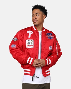 New Era X Alpha Series X MLB Philadelphia Phillies MA-1 Bomber Jacket Red All-Season Wear Indoor Layer