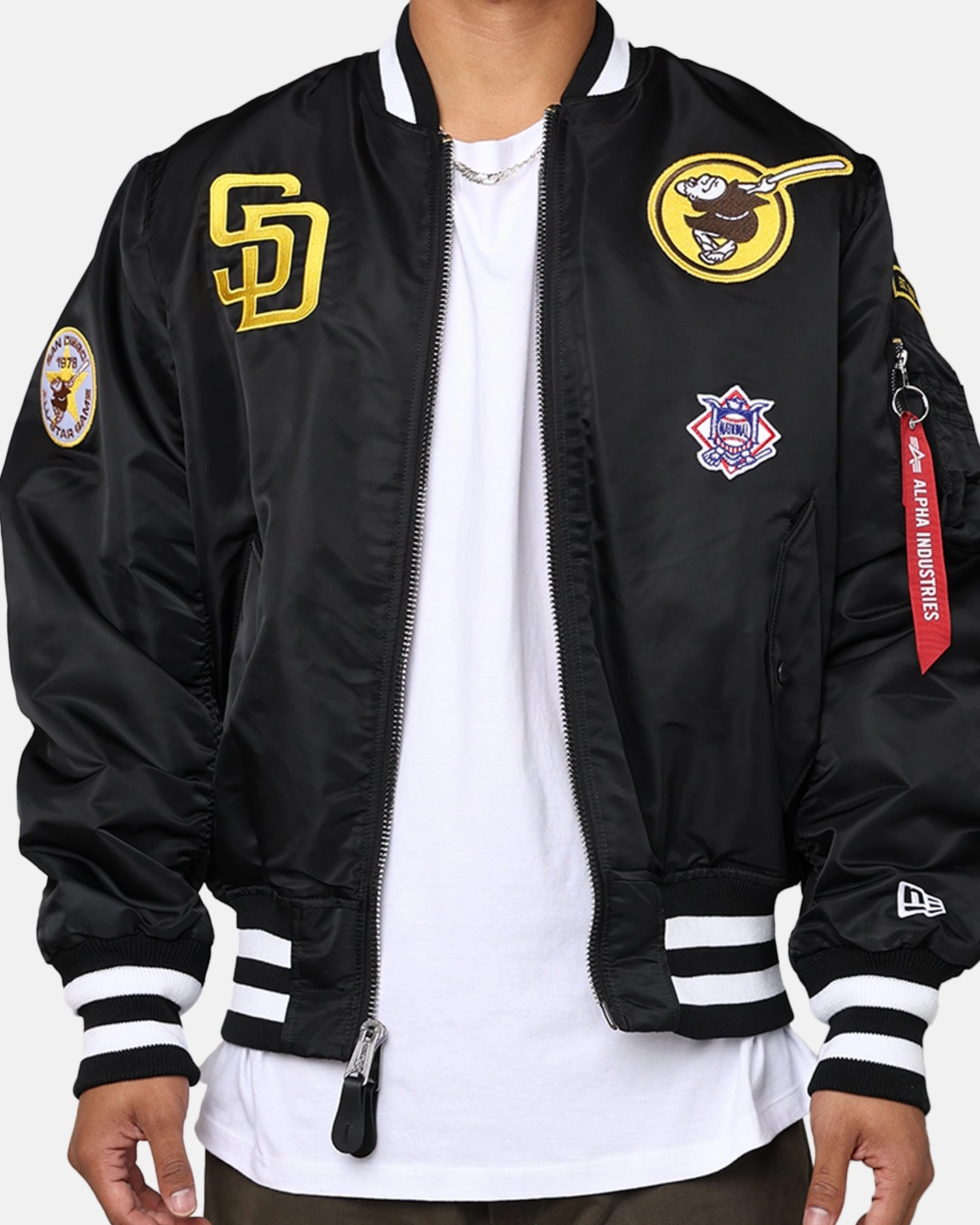 New Era X Alpha Series X MLB San Diego Padres MA-1 Bomber Jacket Black Essential Warmth