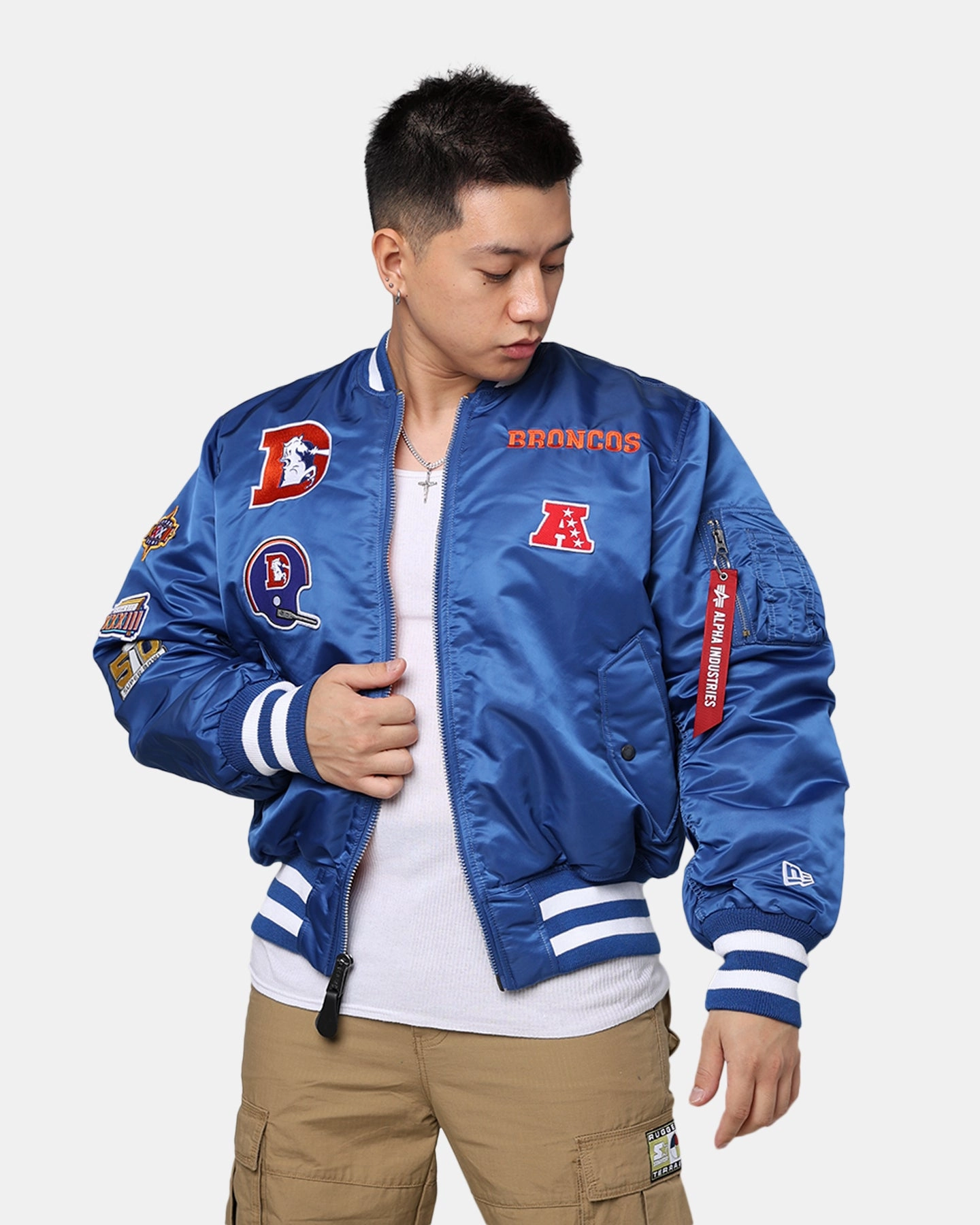 Safari New Era X Alpha Series X NFL Denver Broncos MA-1 Bomber Jacket Royal