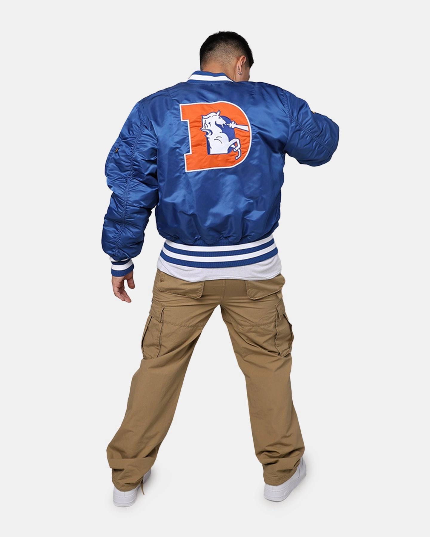 sunrise Recycled Polyester New Era X Alpha Series X NFL Denver Broncos MA-1 Bomber Jacket Royal