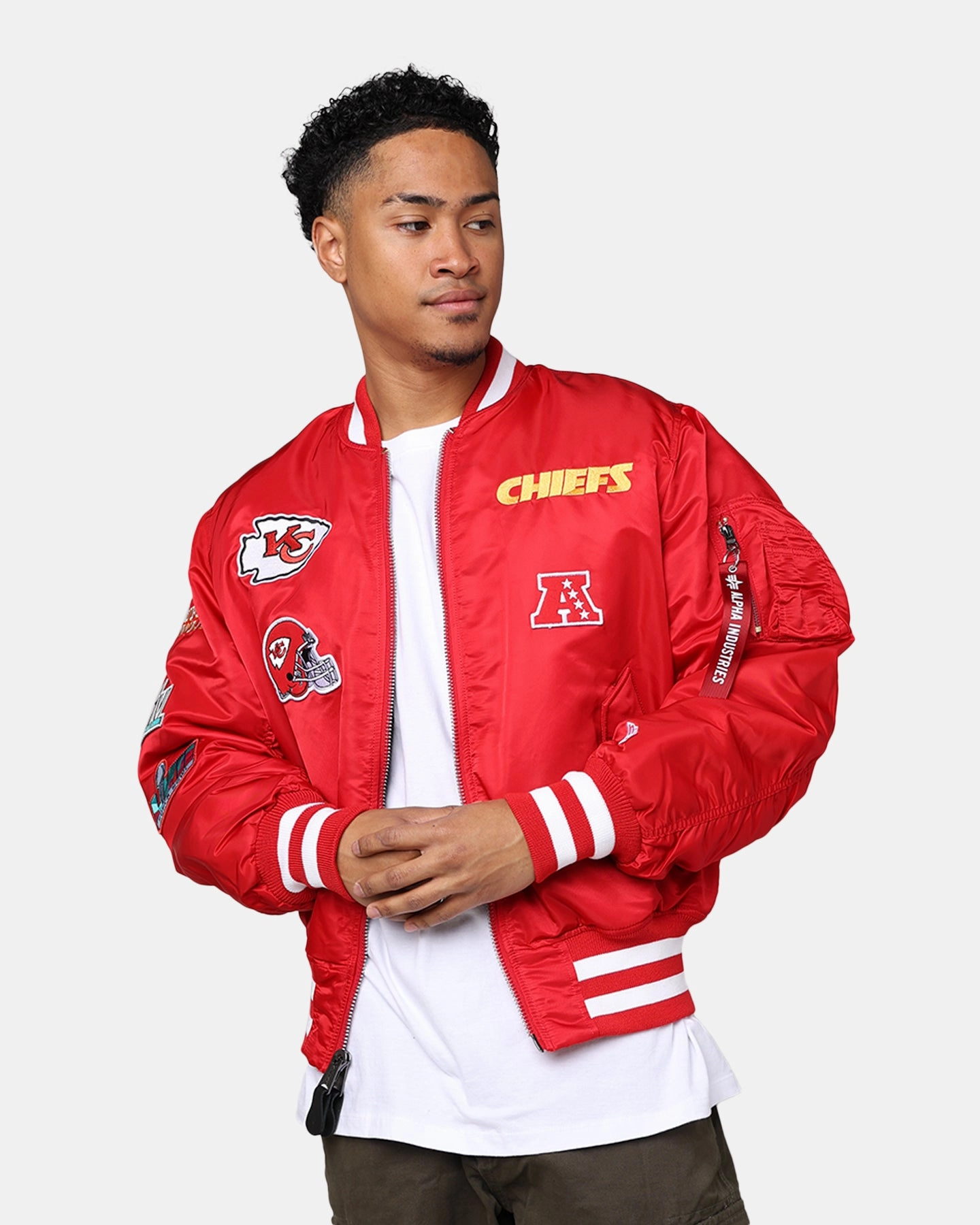 campfire New Era X Alpha Series X NFL Kansas City Chiefs MA-1 Bomber Jacket Navy/Magenta