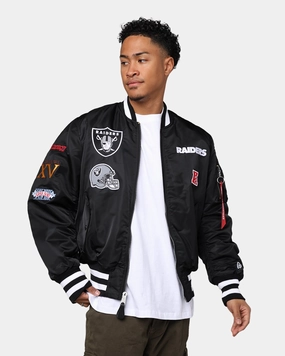 New Era X Alpha Series X NFL Las Vegas Raiders MA-1 Bomber Jacket Black Functional Multi Pocket Design