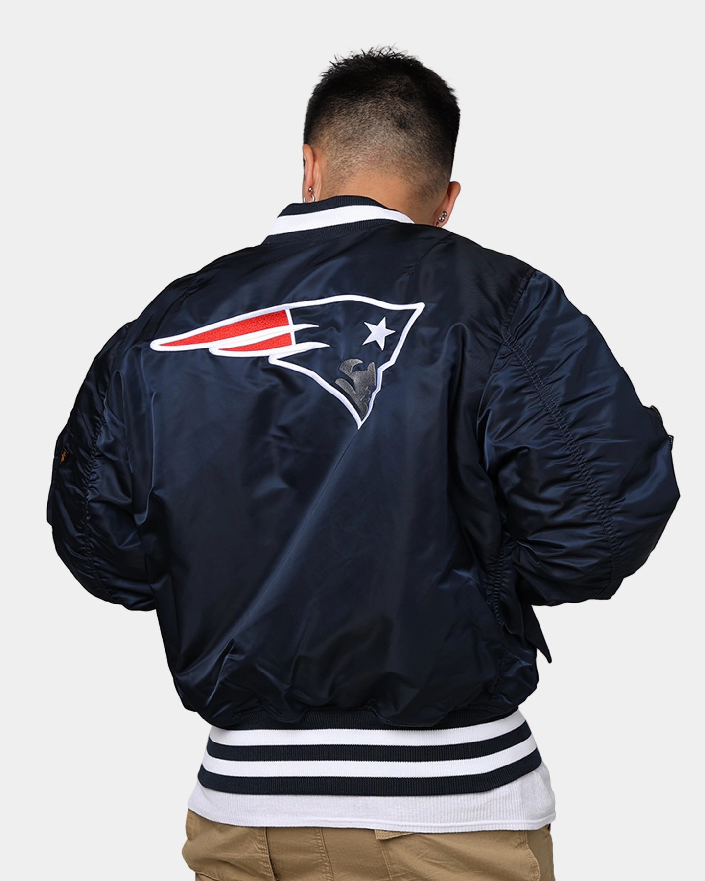 New Era X Alpha Series X NFL New England Patriots MA-1 Bomber Jacket Navy/Red Windproof Jacket