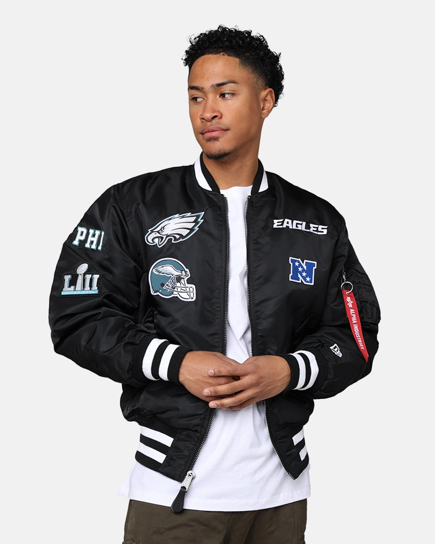 Outdoor Adventure Gear New Era X Alpha Series X NFL Philadelphia Eagles MA-1 Bomber Jacket Black