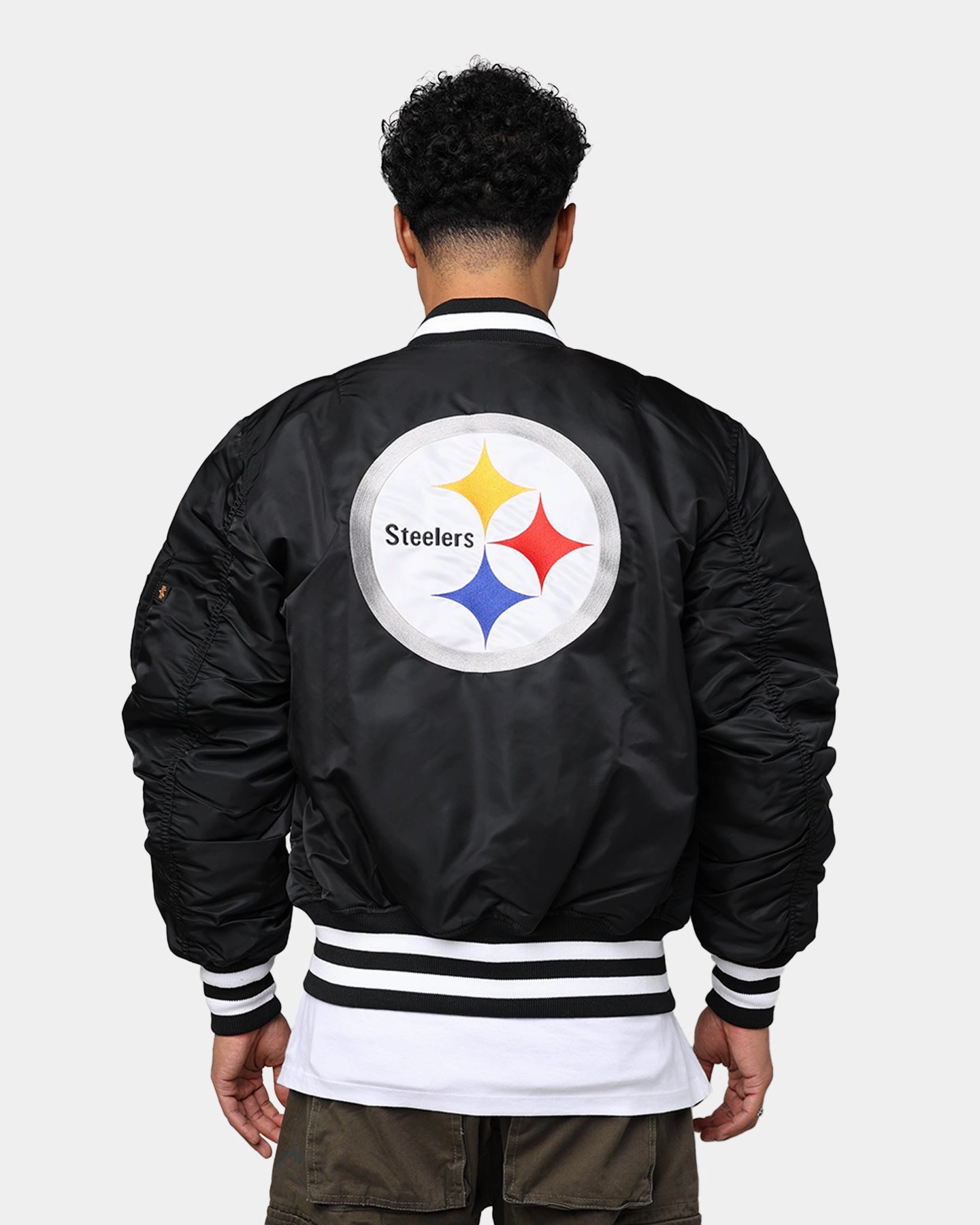 New Era X Alpha Series X NFL Pittsburgh Steelers MA-1 Bomber Jacket Black Rugged Outerwear