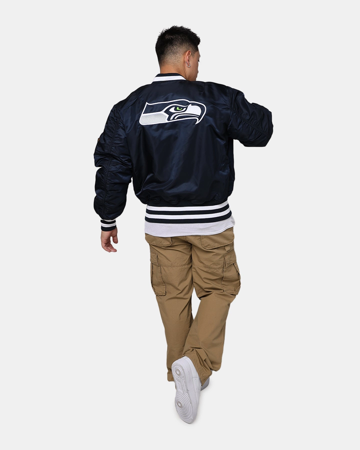 Odor Control Fabric Task New Era X Alpha Series X NFL Seattle Seahawks MA-1 Bomber Jacket Navy/Black