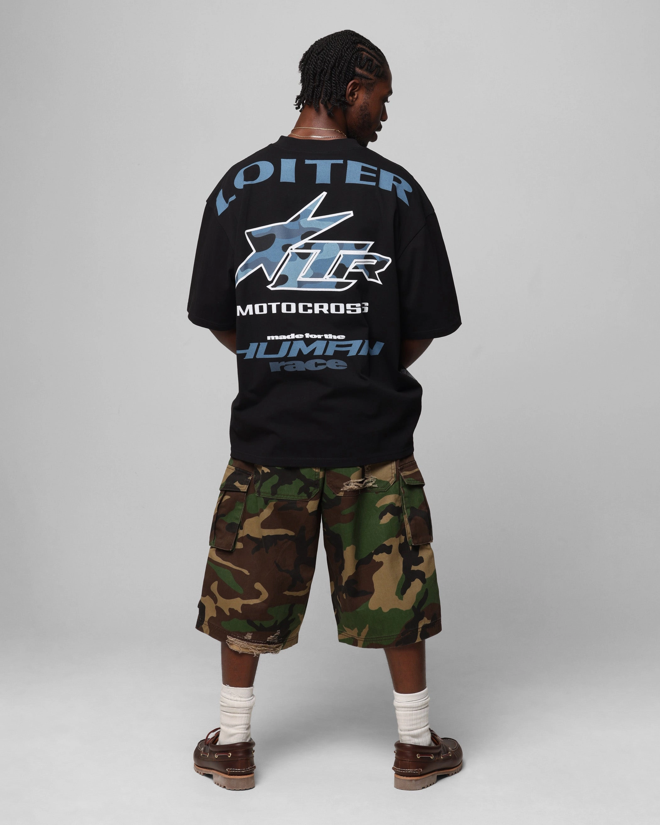 Loiter Motocross Vintage T-Shirt Black/Navy Blue Chic Fit outdoor concert