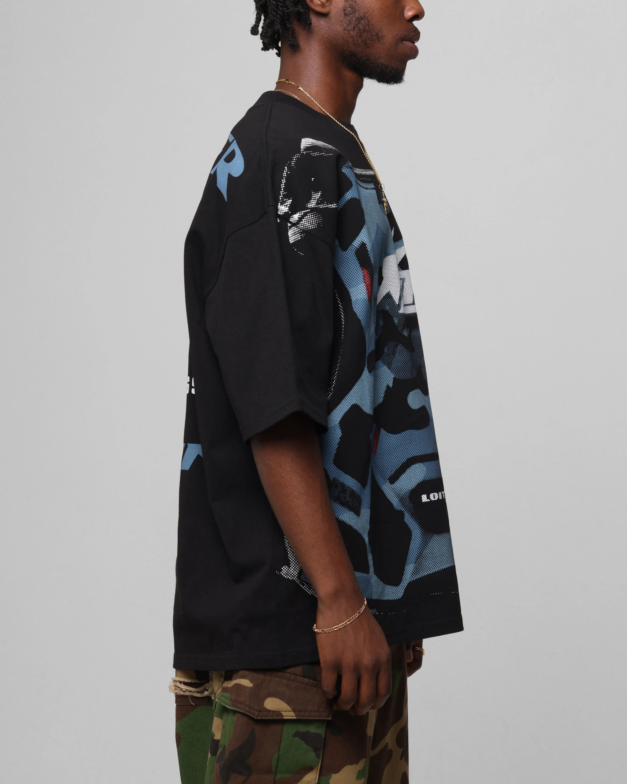 Weekend Style Trend Loiter Motocross Vintage T-Shirt Black/Navy Blue